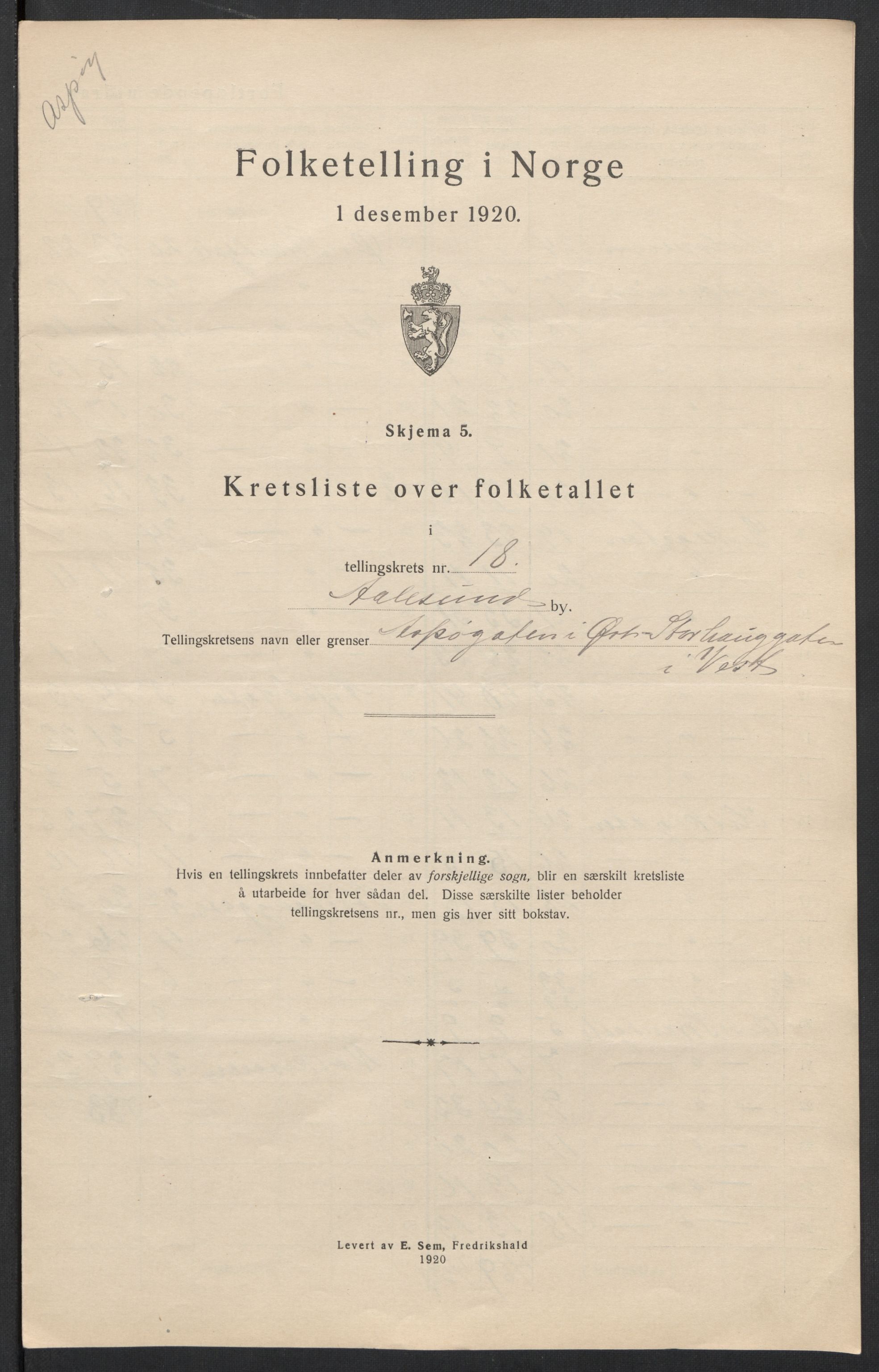 SAT, 1920 census for Ålesund, 1920, p. 57