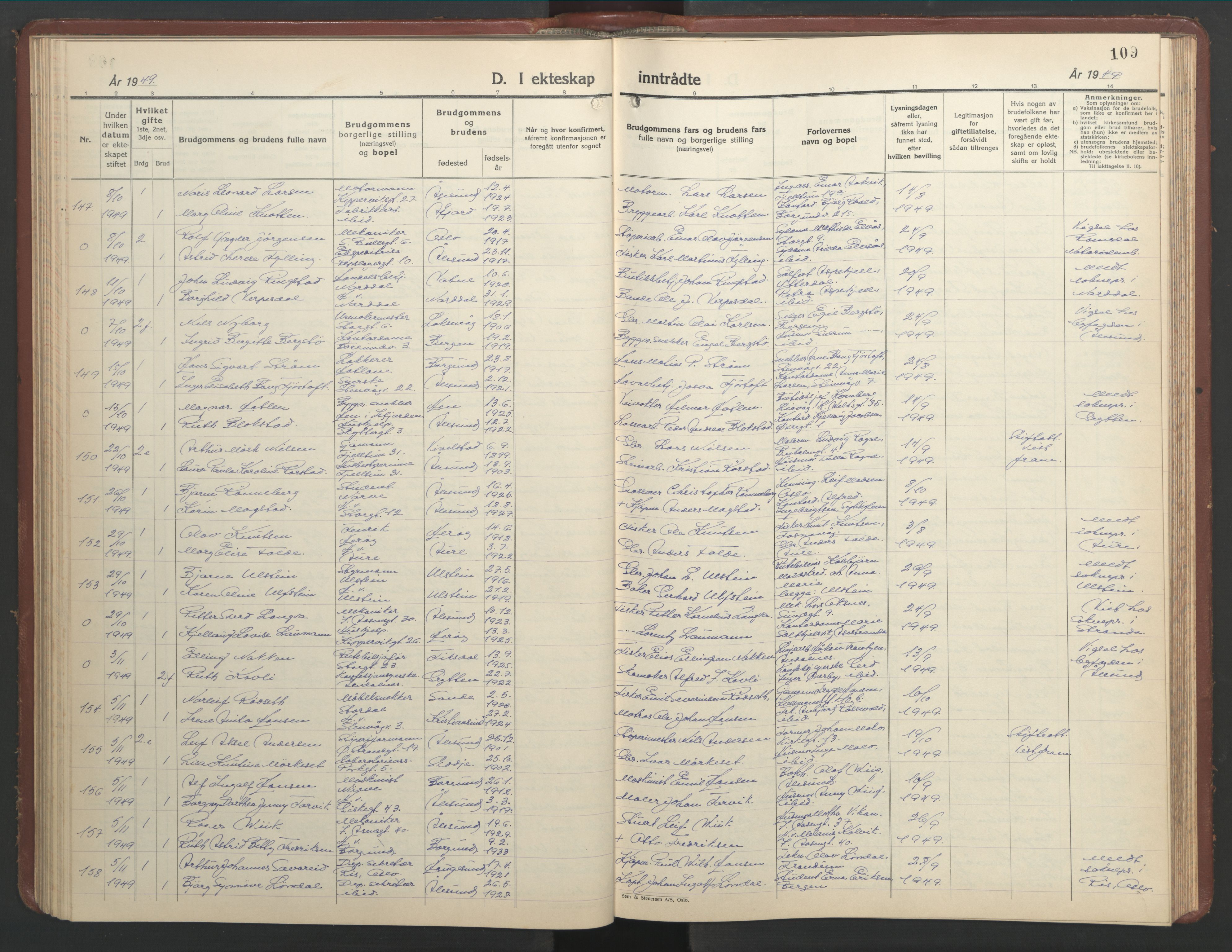 Ministerialprotokoller, klokkerbøker og fødselsregistre - Møre og Romsdal, AV/SAT-A-1454/529/L0479: Parish register (copy) no. 529C16, 1941-1950, p. 109