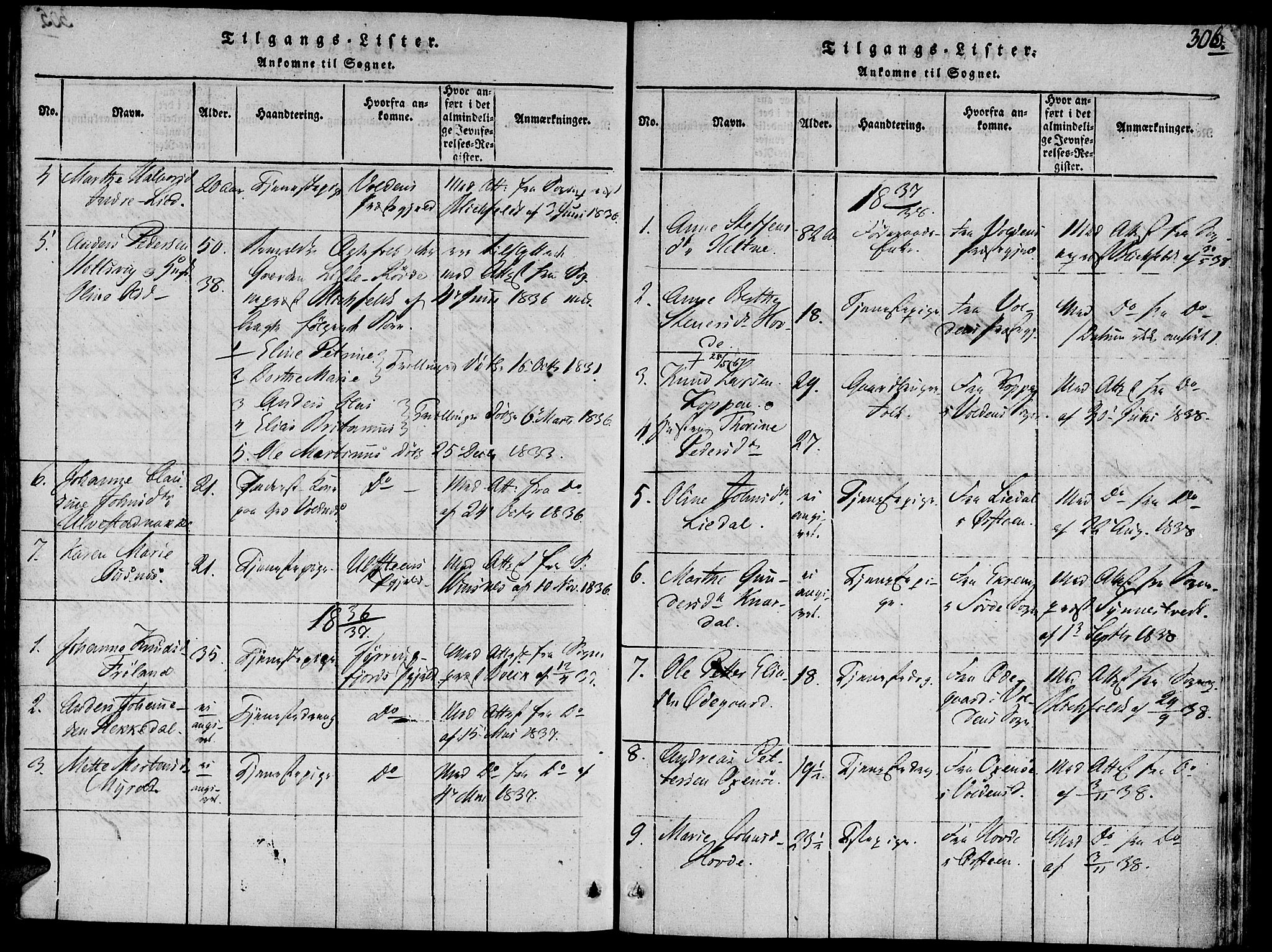 Ministerialprotokoller, klokkerbøker og fødselsregistre - Møre og Romsdal, SAT/A-1454/504/L0054: Parish register (official) no. 504A01, 1816-1861, p. 306