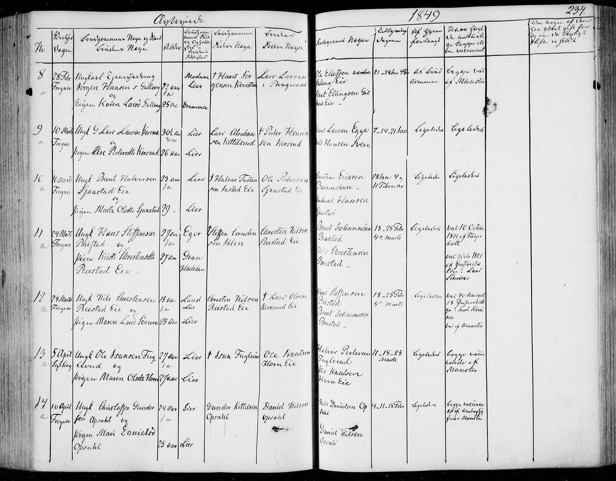 Lier kirkebøker, SAKO/A-230/F/Fa/L0011: Parish register (official) no. I 11, 1843-1854, p. 234