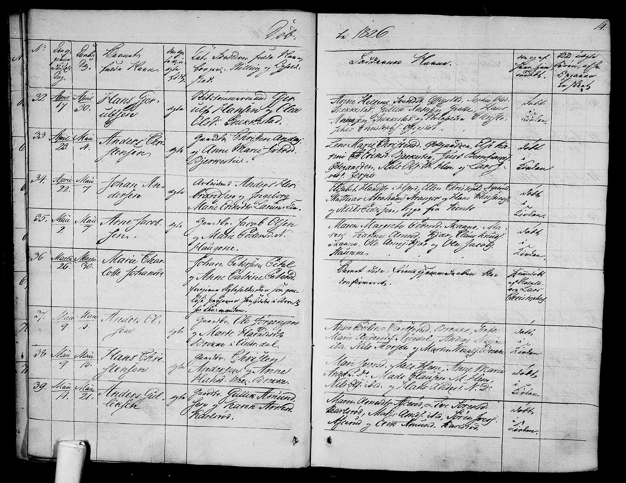 Våle kirkebøker, AV/SAKO-A-334/F/Fa/L0008: Parish register (official) no. I 8, 1824-1844, p. 14