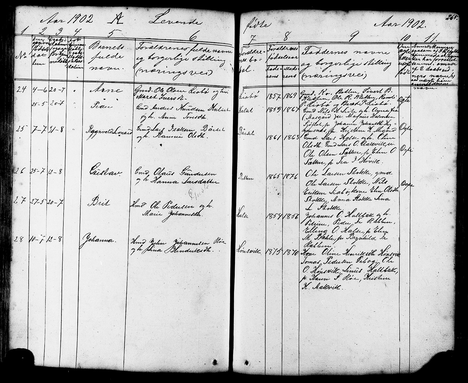 Ministerialprotokoller, klokkerbøker og fødselsregistre - Møre og Romsdal, AV/SAT-A-1454/576/L0890: Parish register (copy) no. 576C01, 1837-1908, p. 265