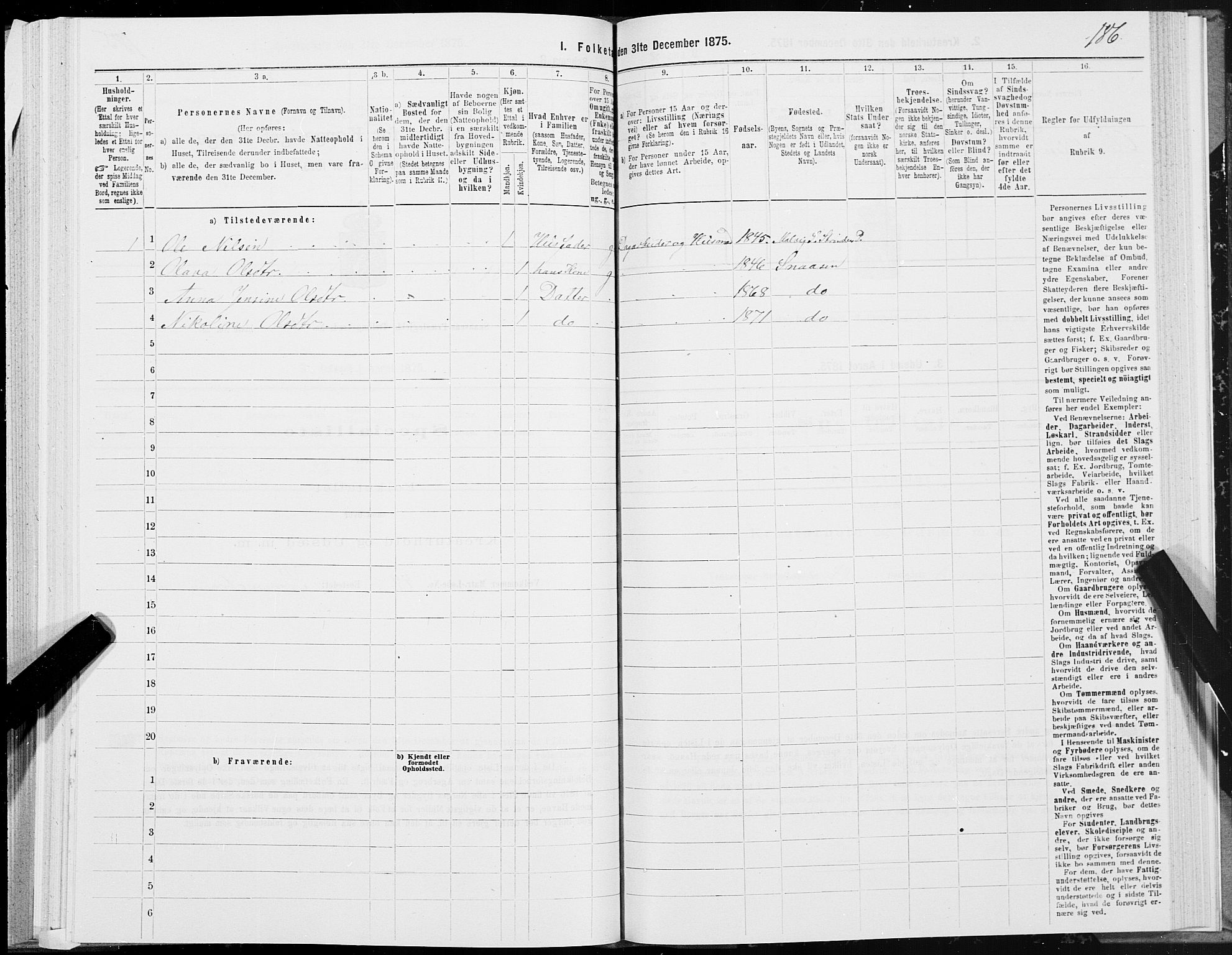 SAT, 1875 census for 1736P Snåsa, 1875, p. 1186