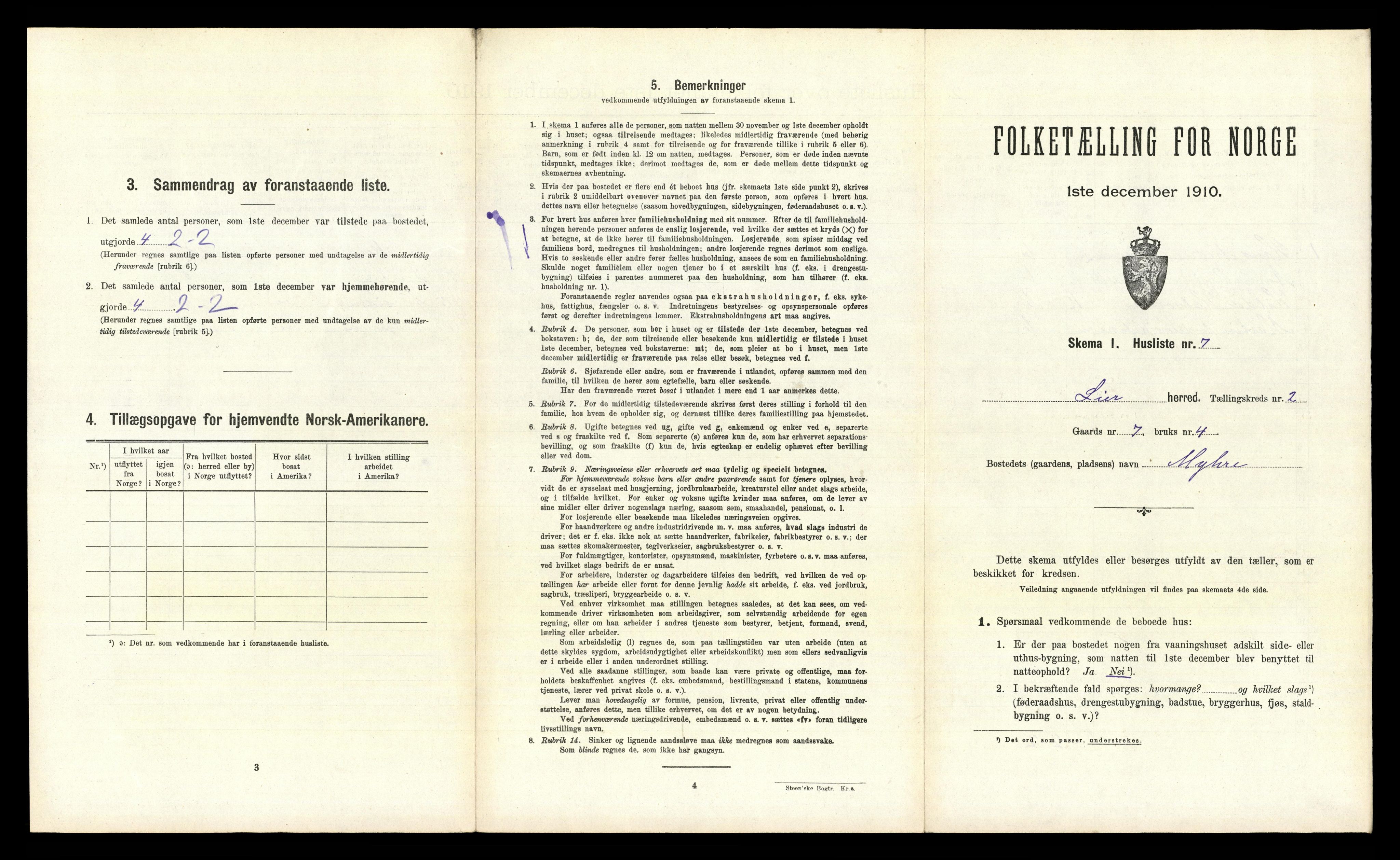 RA, 1910 census for Lier, 1910, p. 202