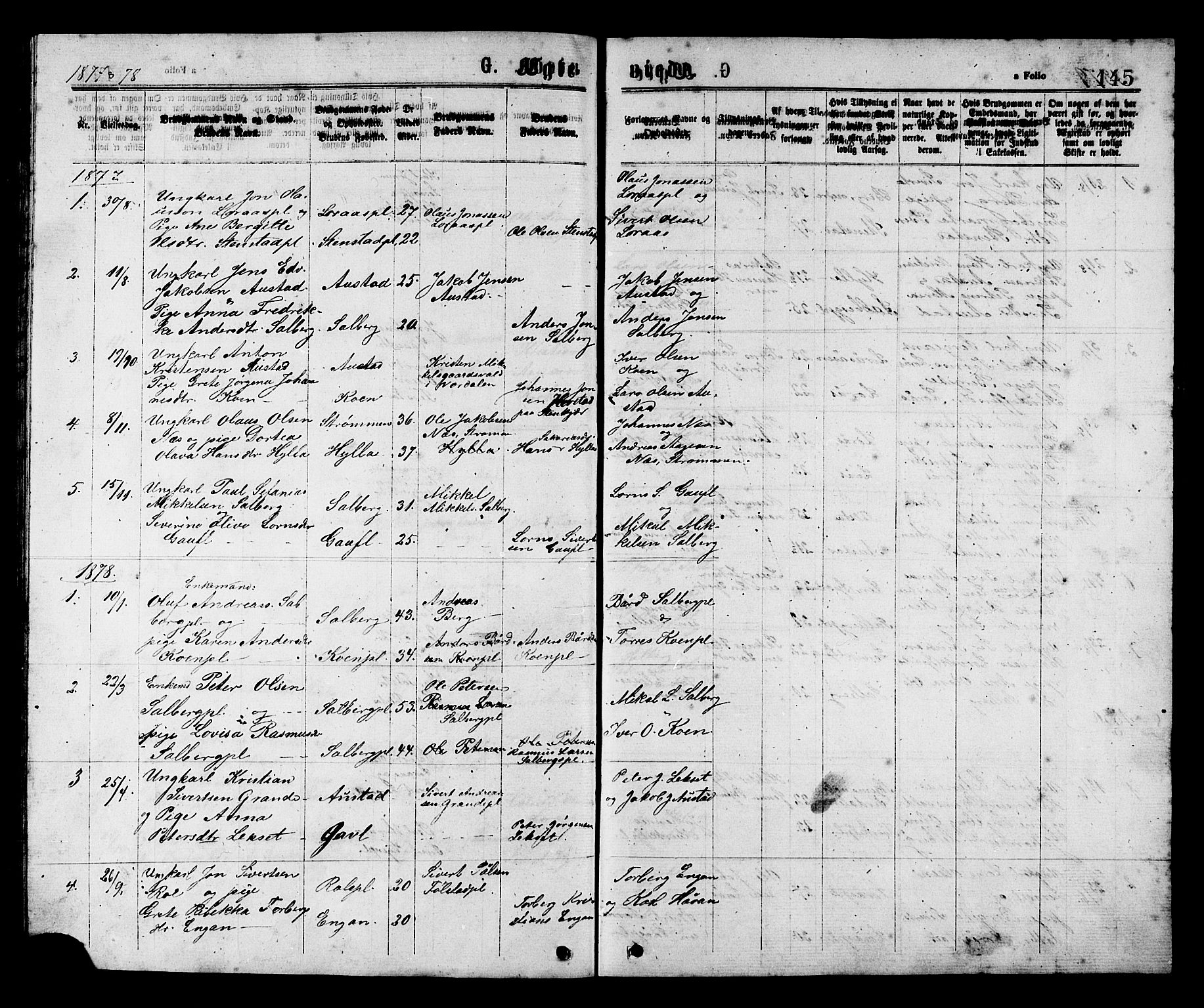 Ministerialprotokoller, klokkerbøker og fødselsregistre - Nord-Trøndelag, AV/SAT-A-1458/731/L0311: Parish register (copy) no. 731C02, 1875-1911, p. 145