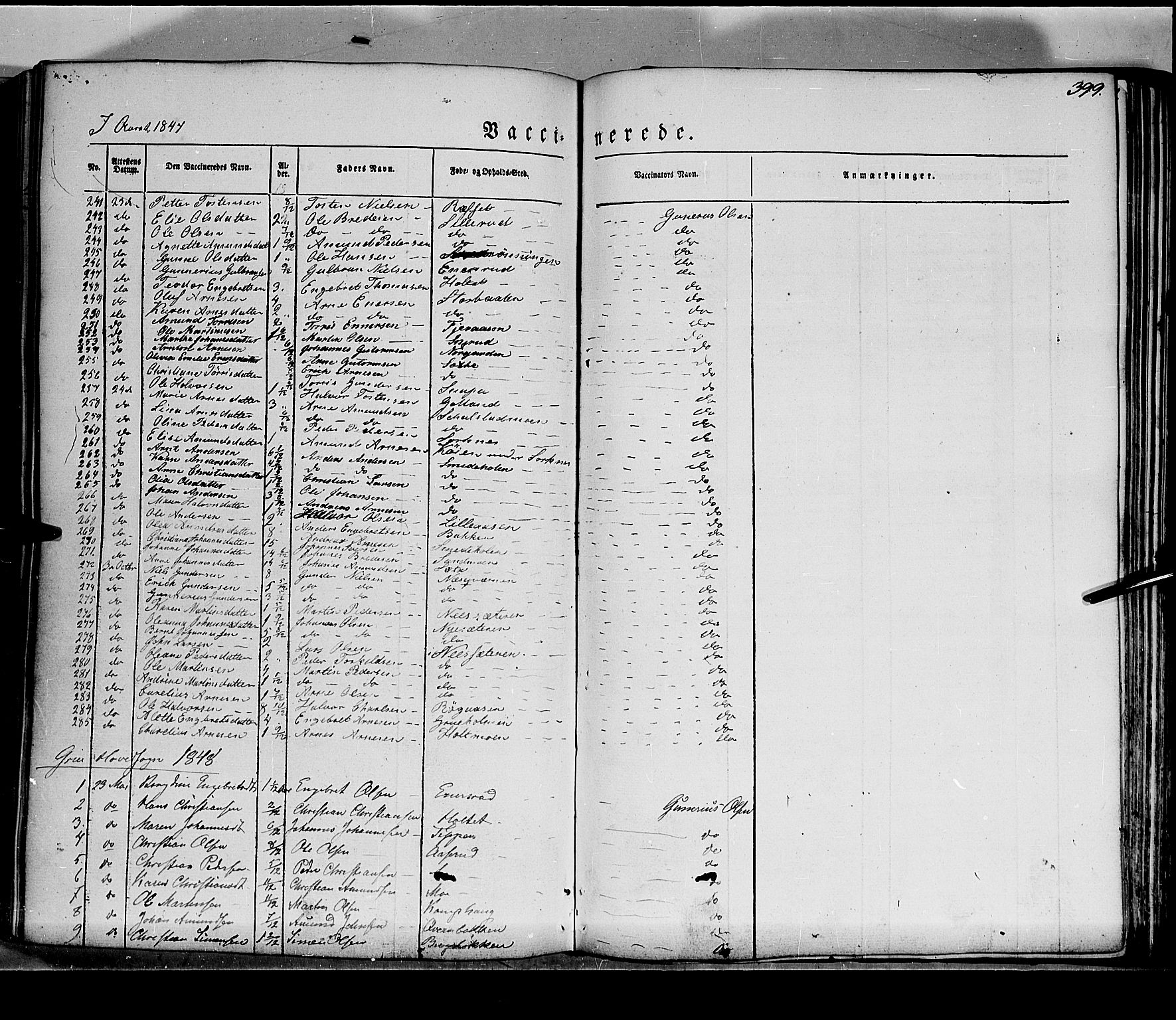 Grue prestekontor, AV/SAH-PREST-036/H/Ha/Haa/L0008: Parish register (official) no. 8, 1847-1858, p. 399