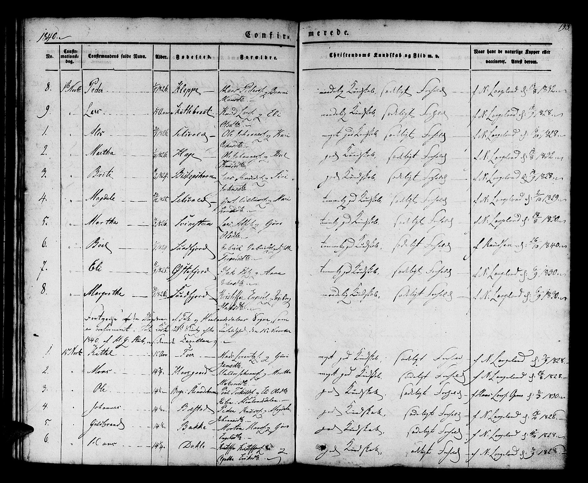 Os sokneprestembete, AV/SAB-A-99929: Parish register (official) no. A 15, 1839-1851, p. 193