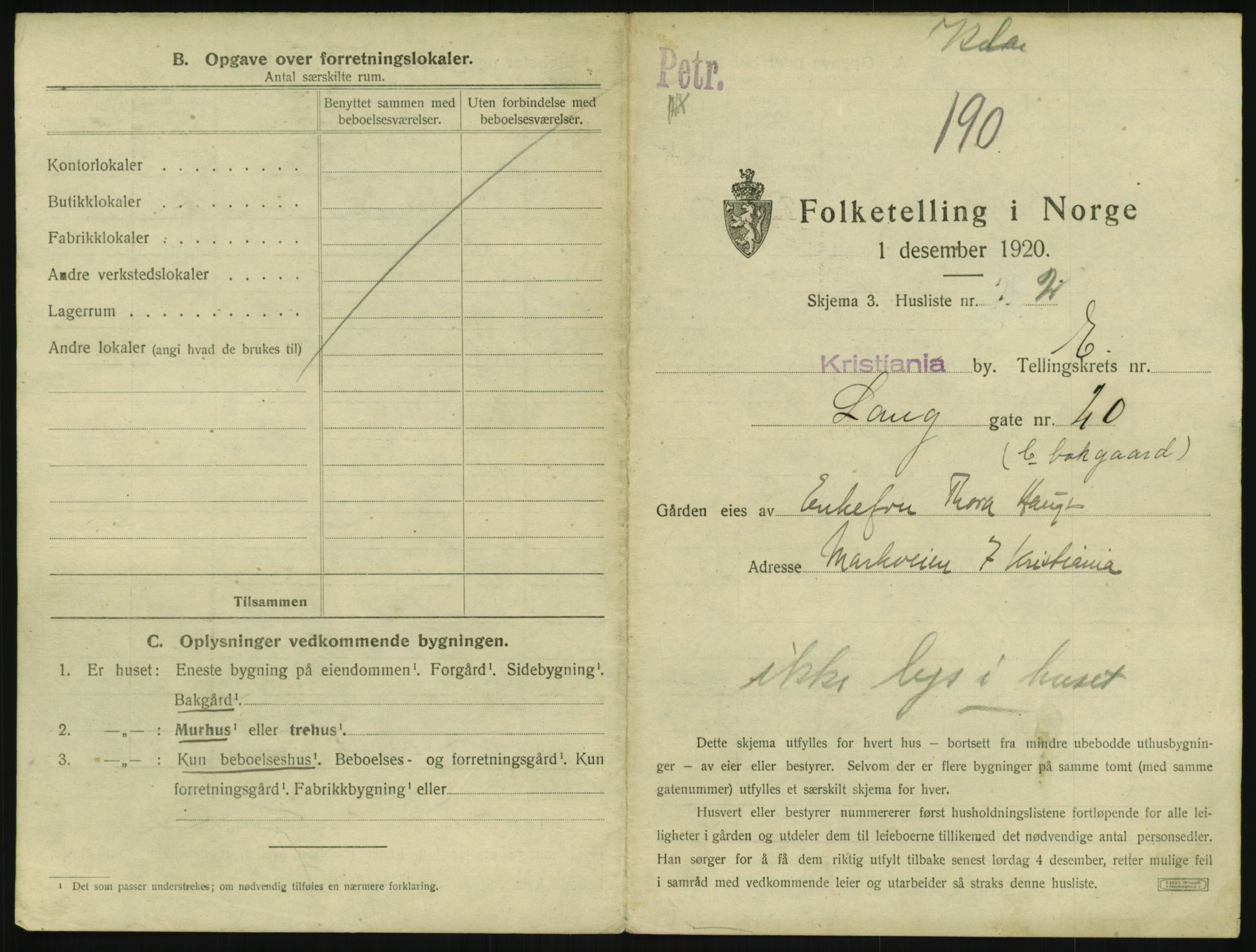 SAO, 1920 census for Kristiania, 1920, p. 57576