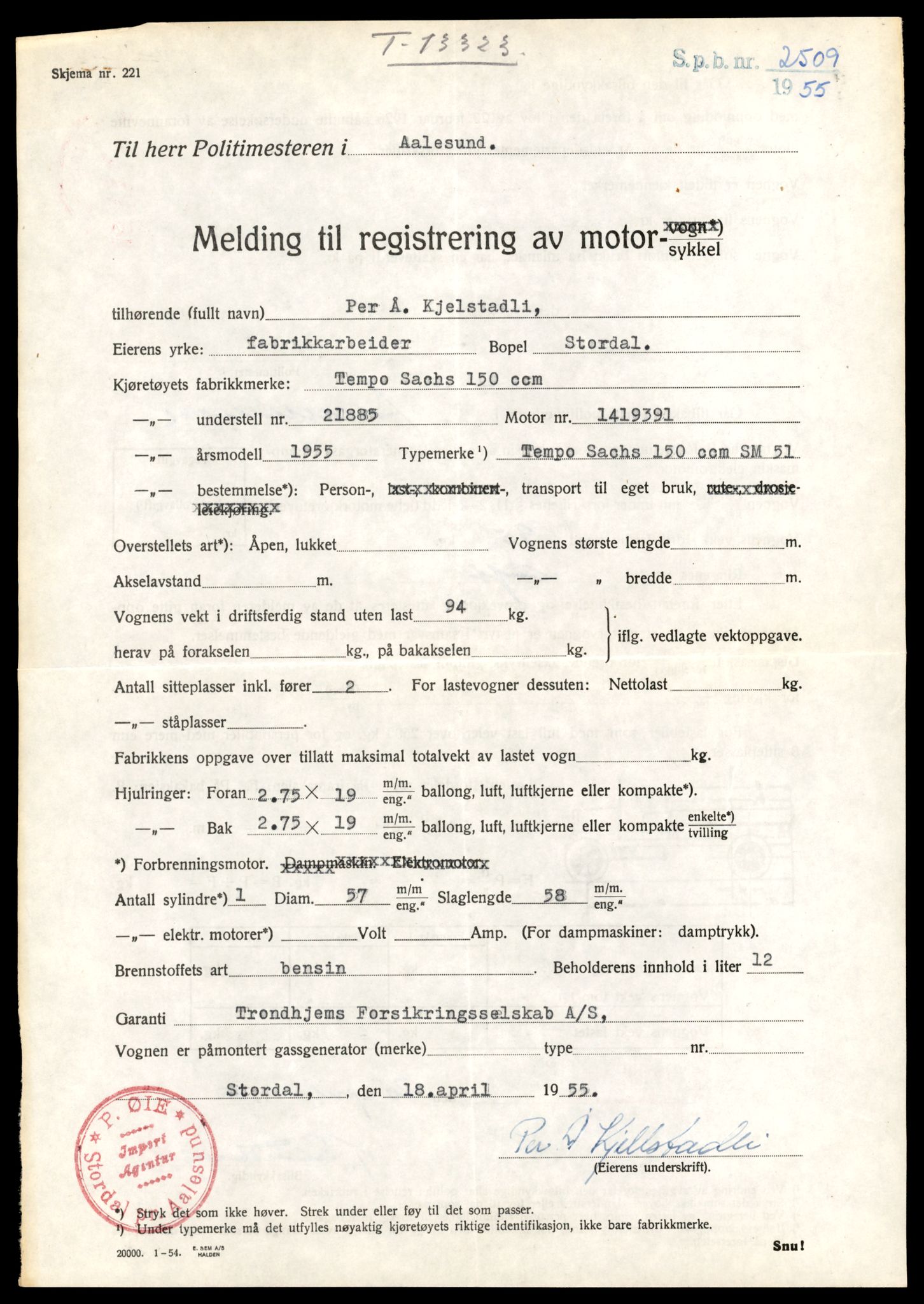 Møre og Romsdal vegkontor - Ålesund trafikkstasjon, AV/SAT-A-4099/F/Fe/L0038: Registreringskort for kjøretøy T 13180 - T 13360, 1927-1998, p. 2427