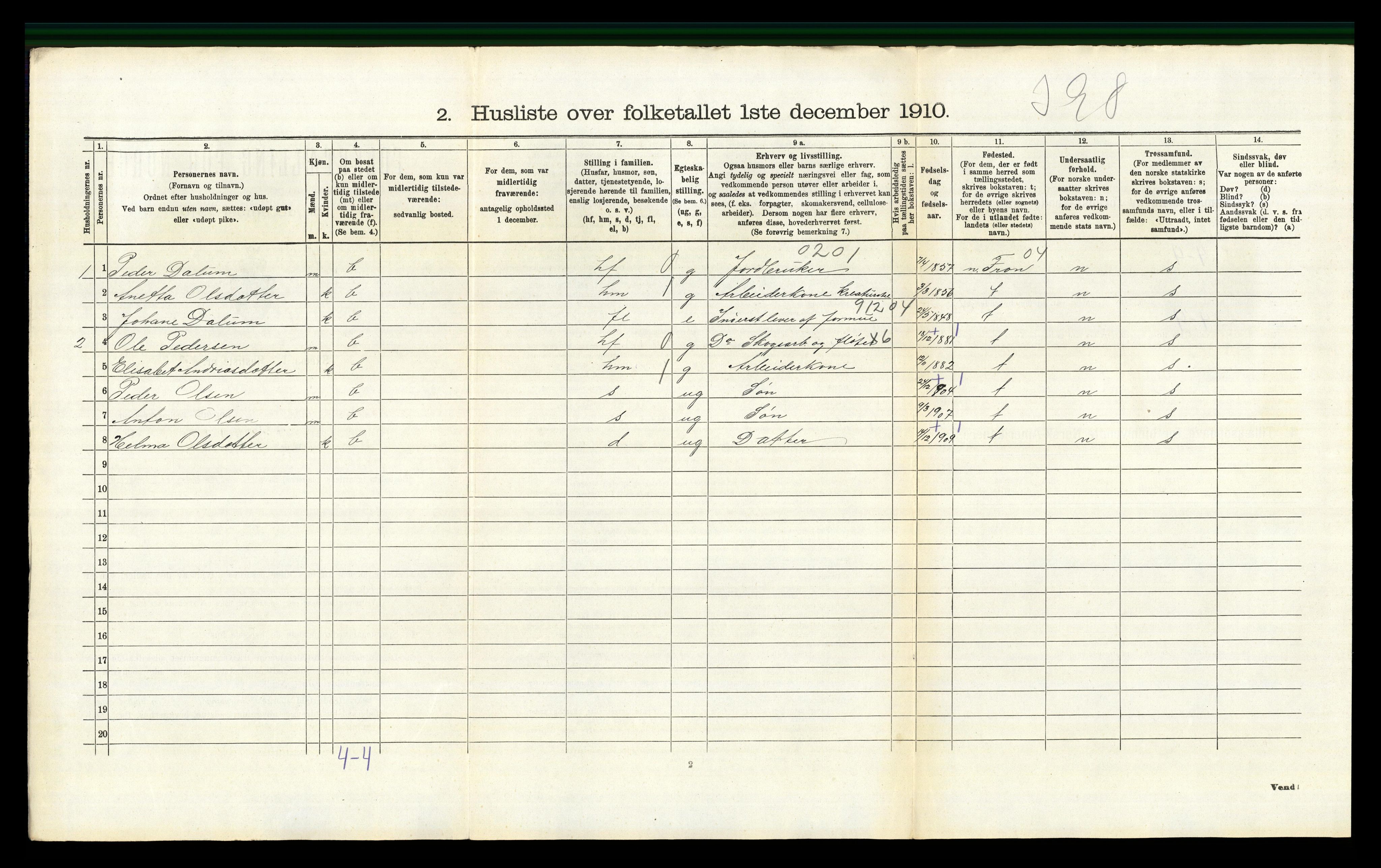 RA, 1910 census for Fåberg, 1910, p. 183