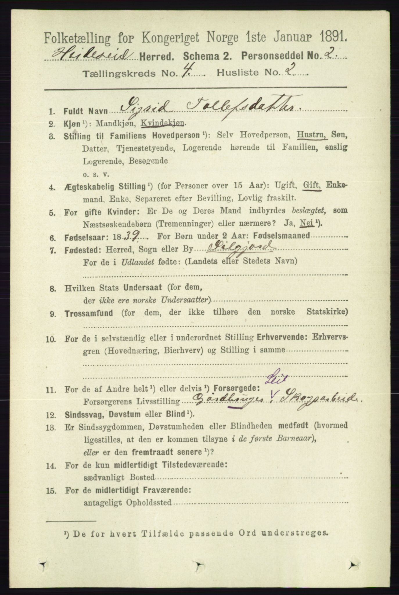 RA, 1891 census for 0829 Kviteseid, 1891, p. 738