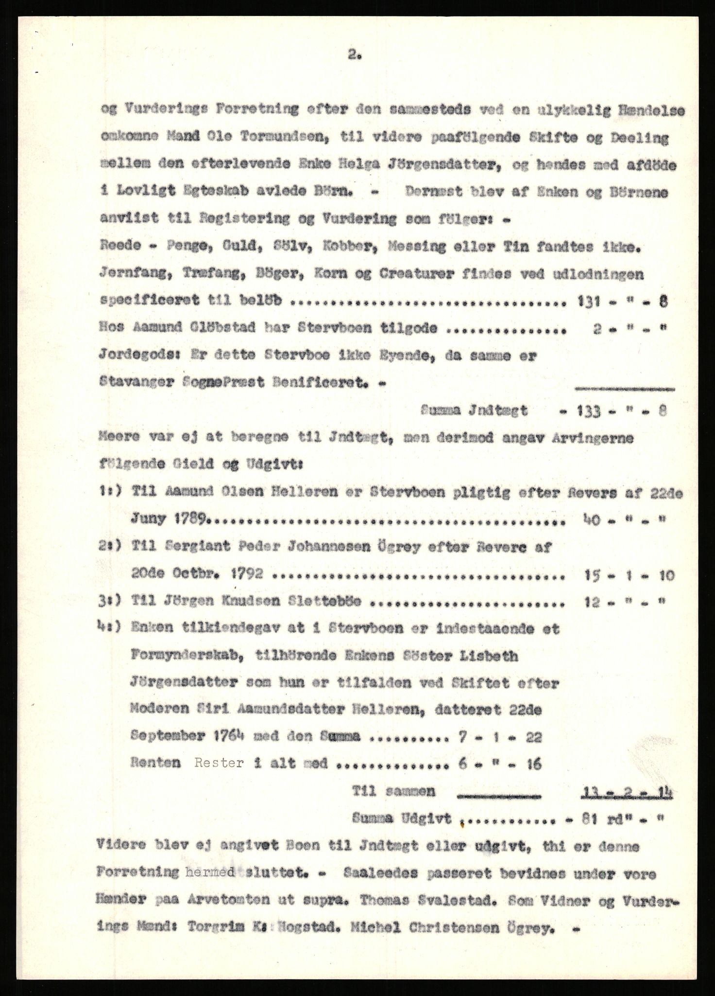 Statsarkivet i Stavanger, AV/SAST-A-101971/03/Y/Yj/L0098: Avskrifter sortert etter gårdsnavn: Øigrei - Østeinstad, 1750-1930, p. 14