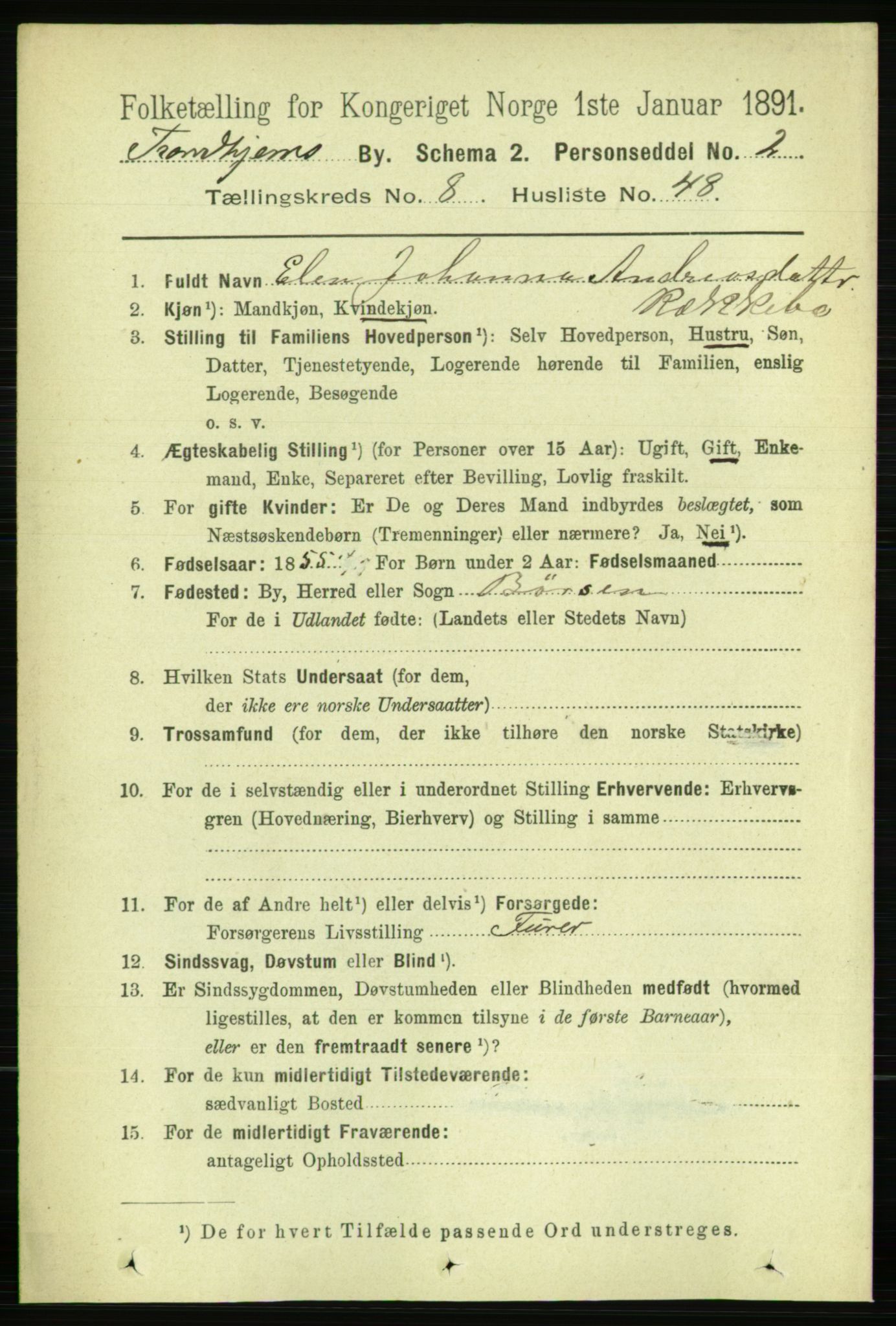 RA, 1891 census for 1601 Trondheim, 1891, p. 7418