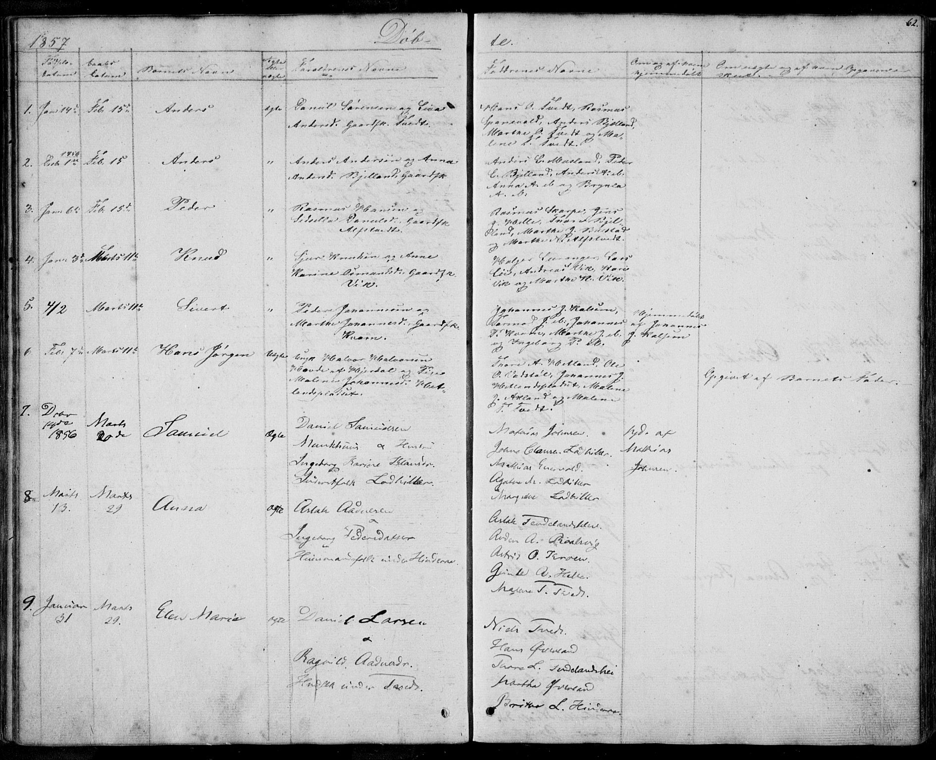 Nedstrand sokneprestkontor, SAST/A-101841/01/IV: Parish register (official) no. A 8, 1839-1860, p. 62