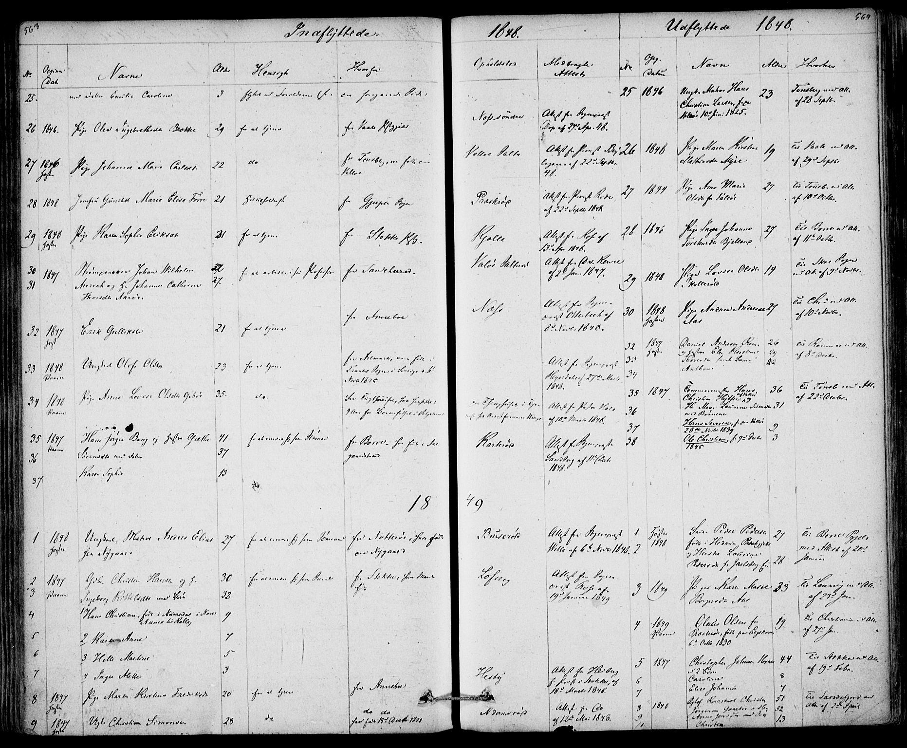 Sem kirkebøker, AV/SAKO-A-5/F/Fa/L0006: Parish register (official) no. I 6, 1843-1855, p. 563-564