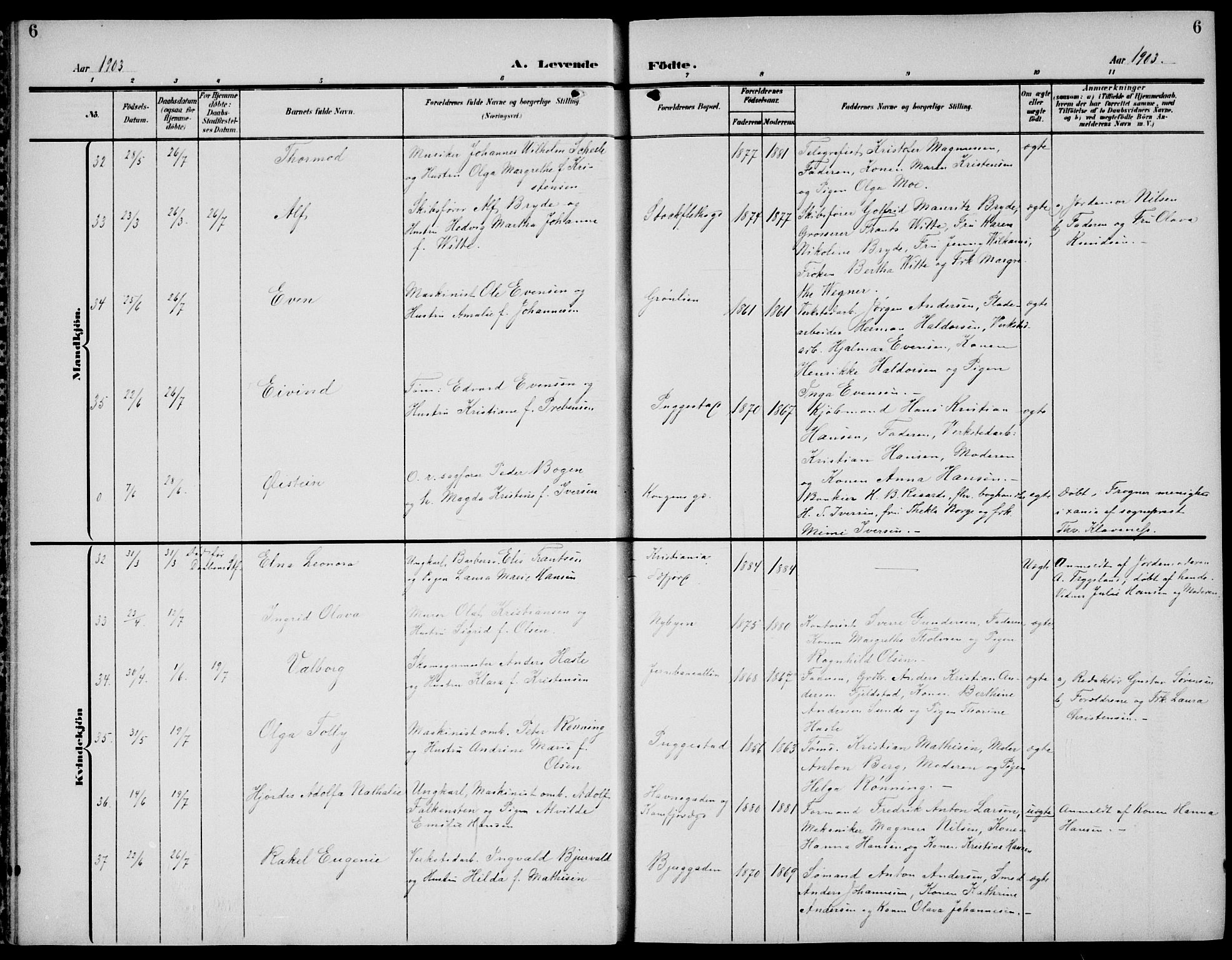Sandefjord kirkebøker, AV/SAKO-A-315/G/Ga/L0003: Parish register (copy) no. 3, 1903-1920, p. 6