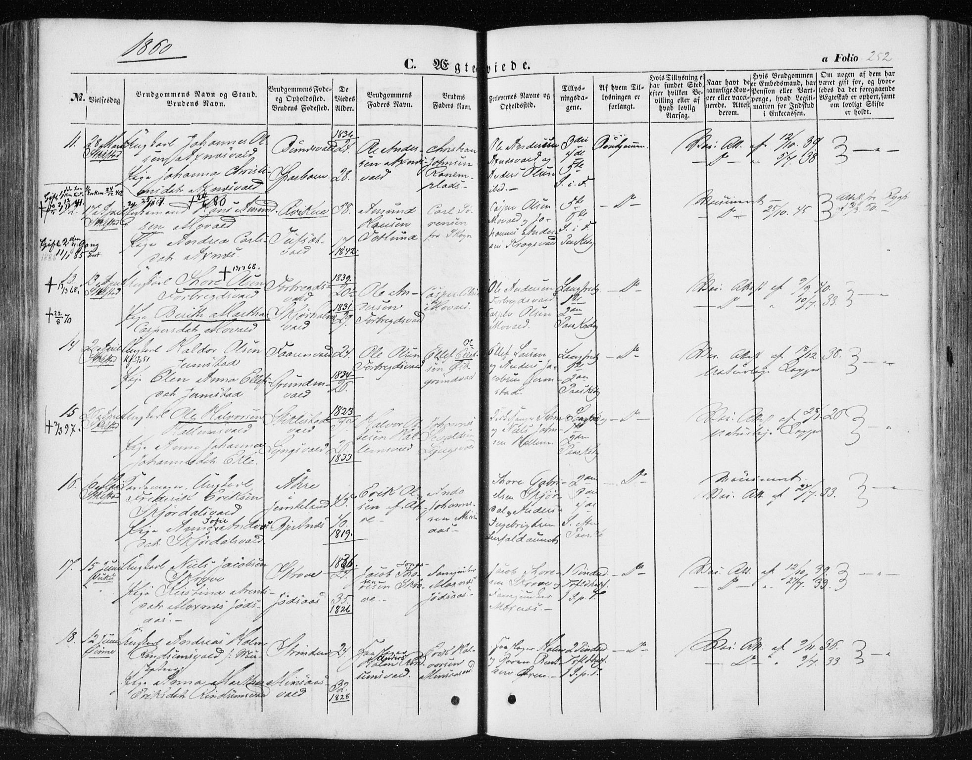 Ministerialprotokoller, klokkerbøker og fødselsregistre - Nord-Trøndelag, AV/SAT-A-1458/723/L0240: Parish register (official) no. 723A09, 1852-1860, p. 252