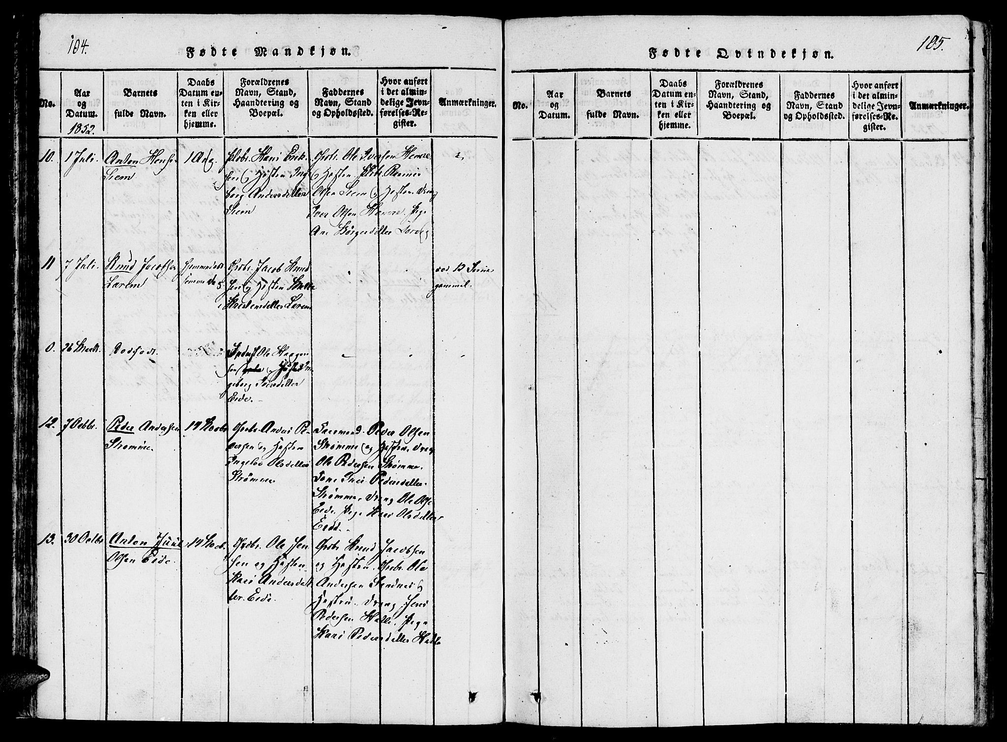 Ministerialprotokoller, klokkerbøker og fødselsregistre - Møre og Romsdal, SAT/A-1454/542/L0551: Parish register (official) no. 542A01, 1818-1853, p. 104-105