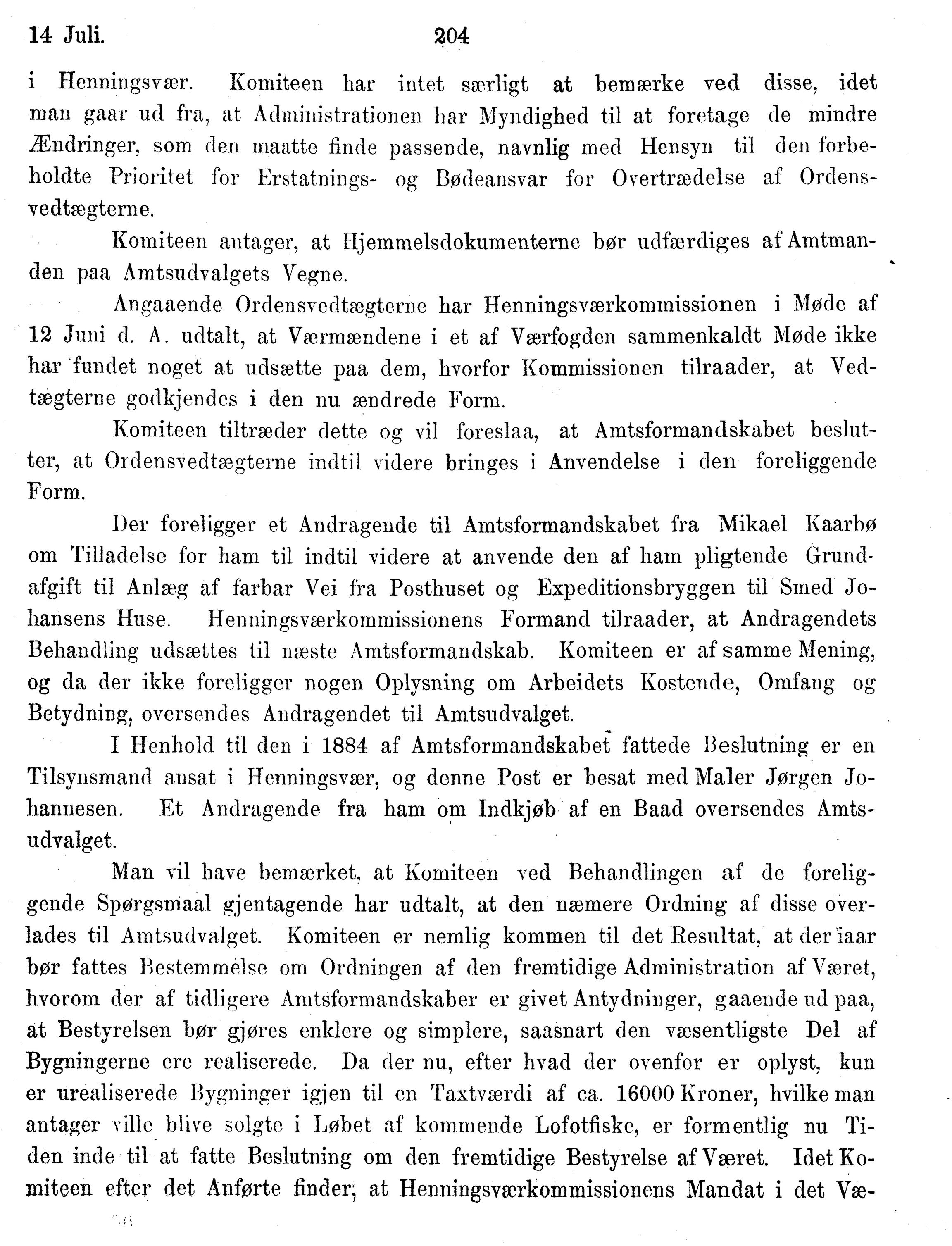 Nordland Fylkeskommune. Fylkestinget, AIN/NFK-17/176/A/Ac/L0014: Fylkestingsforhandlinger 1881-1885, 1881-1885