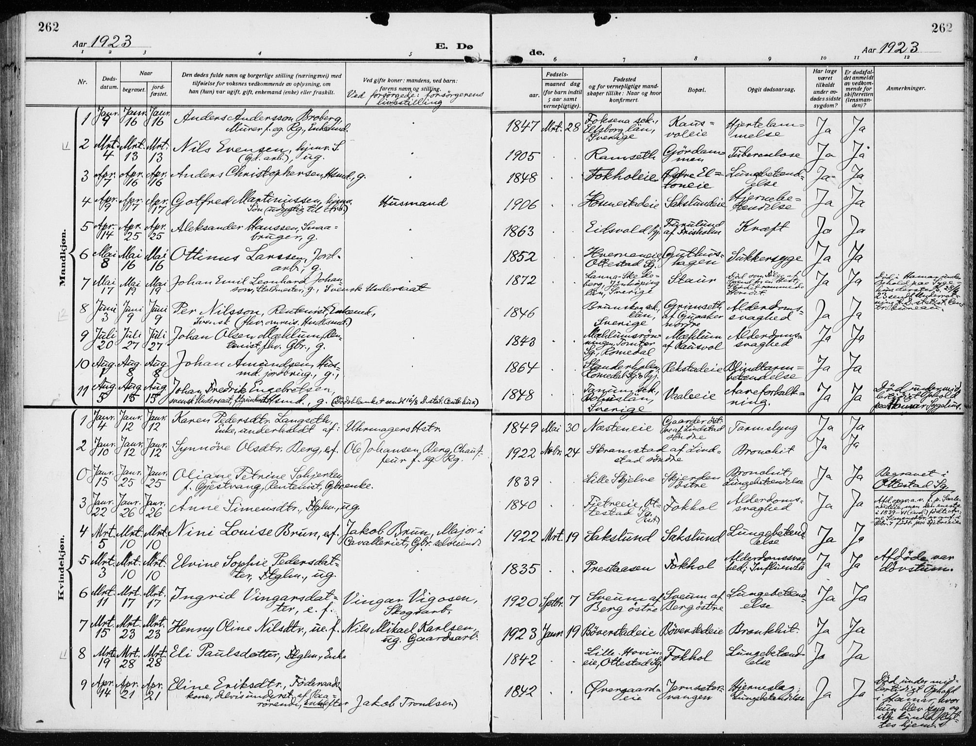 Stange prestekontor, SAH/PREST-002/K/L0026: Parish register (official) no. 26, 1923-1937, p. 262