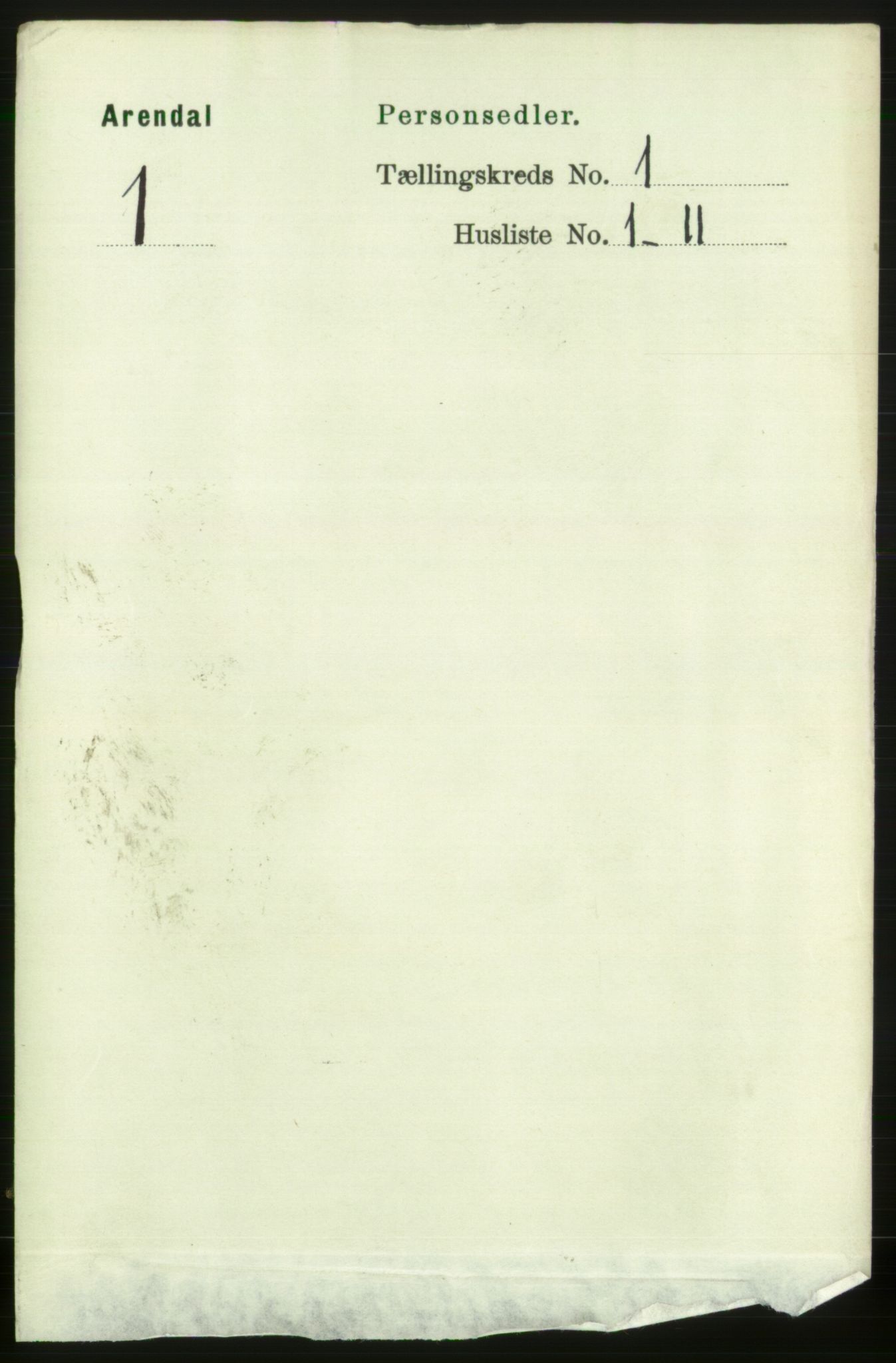 RA, 1891 census for 0903 Arendal, 1891, p. 926