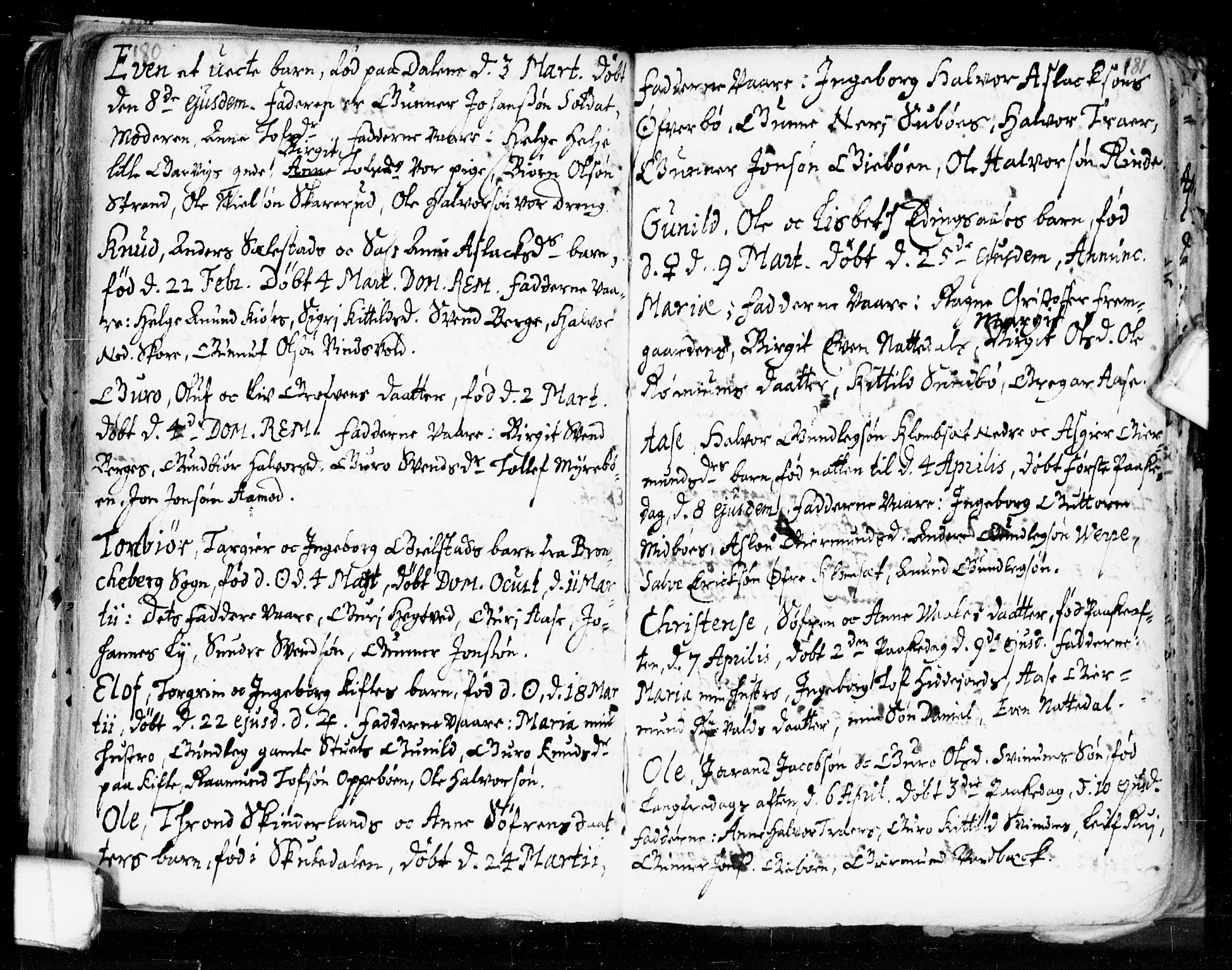 Seljord kirkebøker, SAKO/A-20/F/Fa/L0002: Parish register (official) no. I 2, 1689-1713, p. 180-181