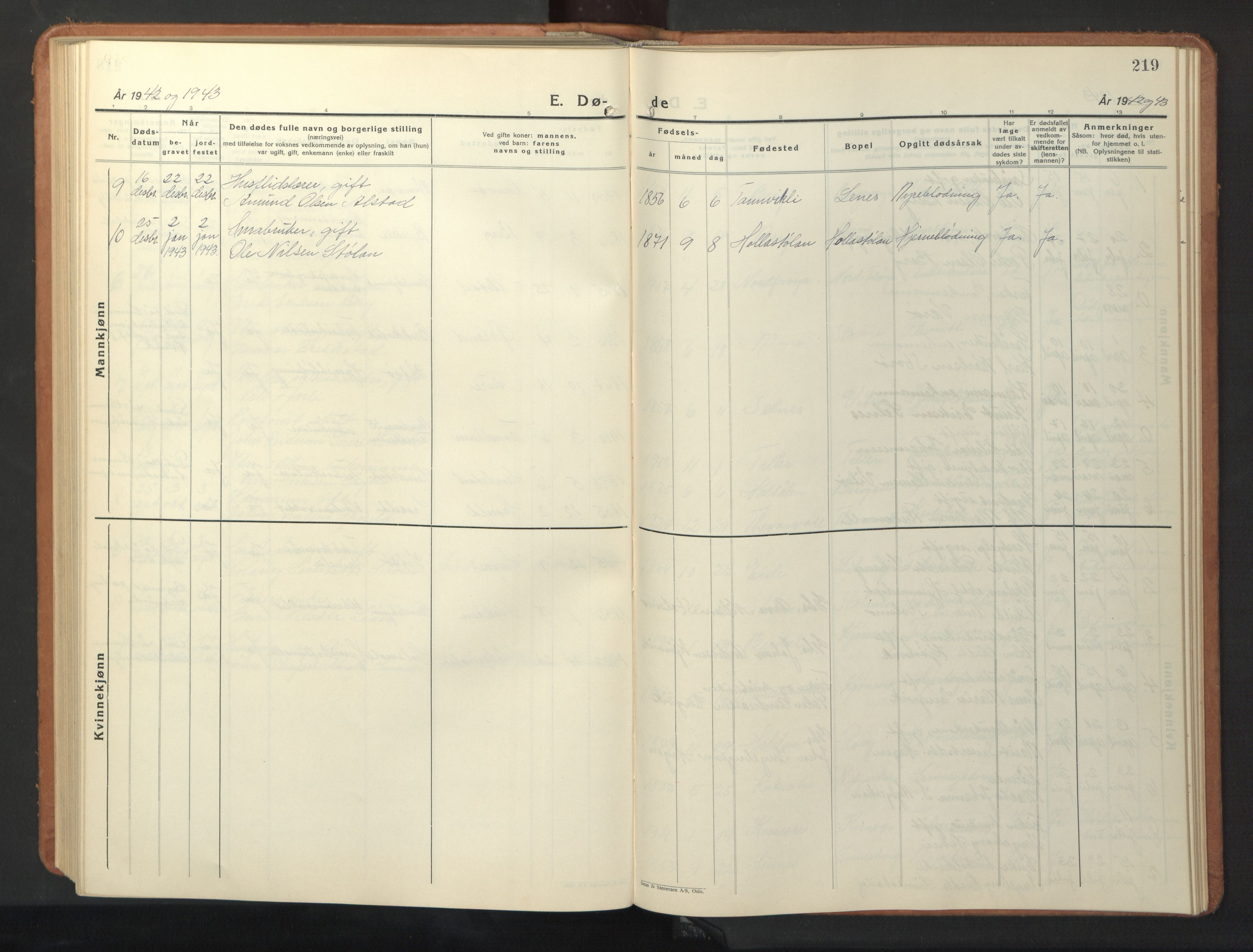 Ministerialprotokoller, klokkerbøker og fødselsregistre - Sør-Trøndelag, SAT/A-1456/630/L0508: Parish register (copy) no. 630C06, 1933-1950, p. 219