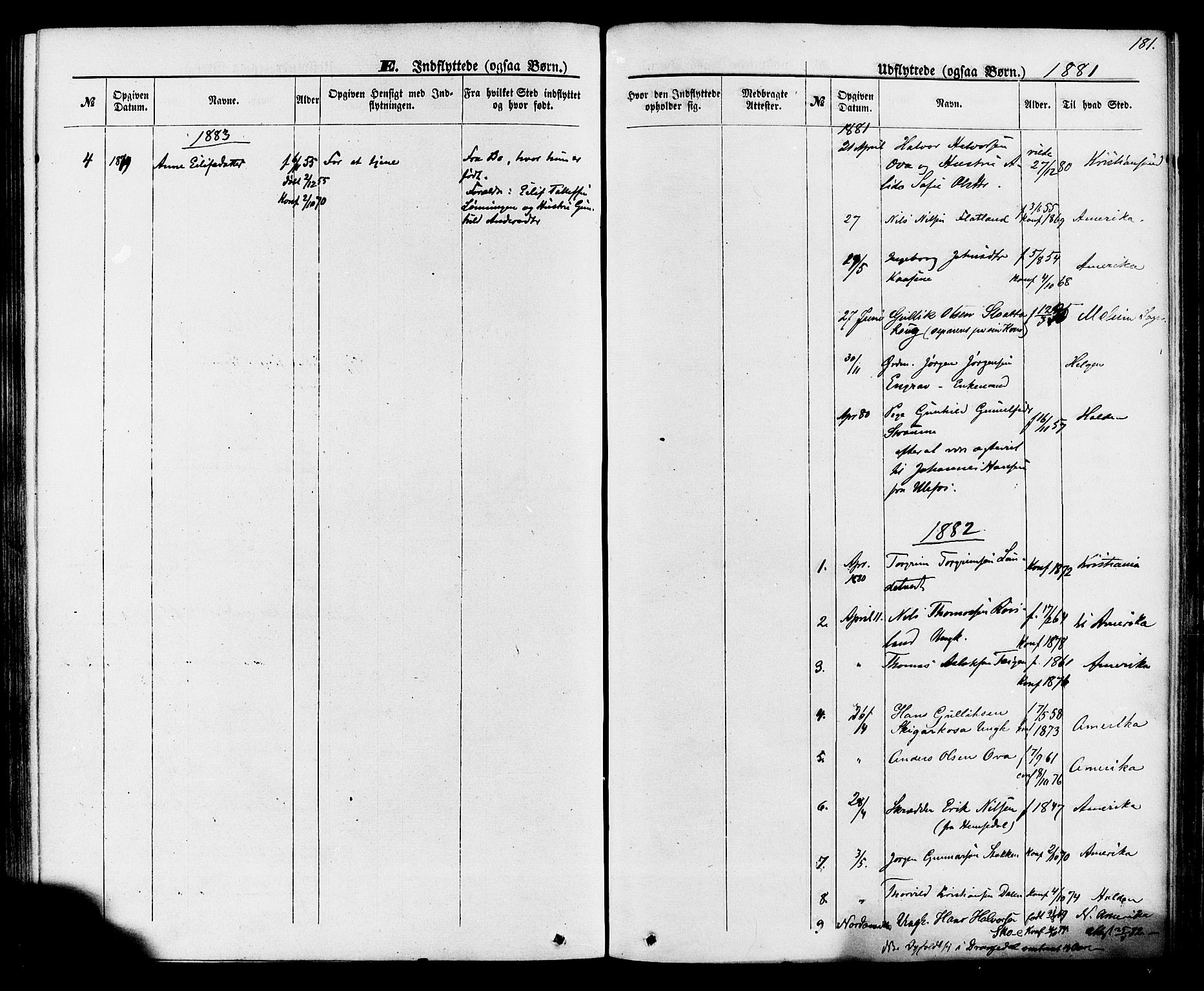 Lunde kirkebøker, SAKO/A-282/F/Fa/L0001: Parish register (official) no. I 1, 1866-1883, p. 181