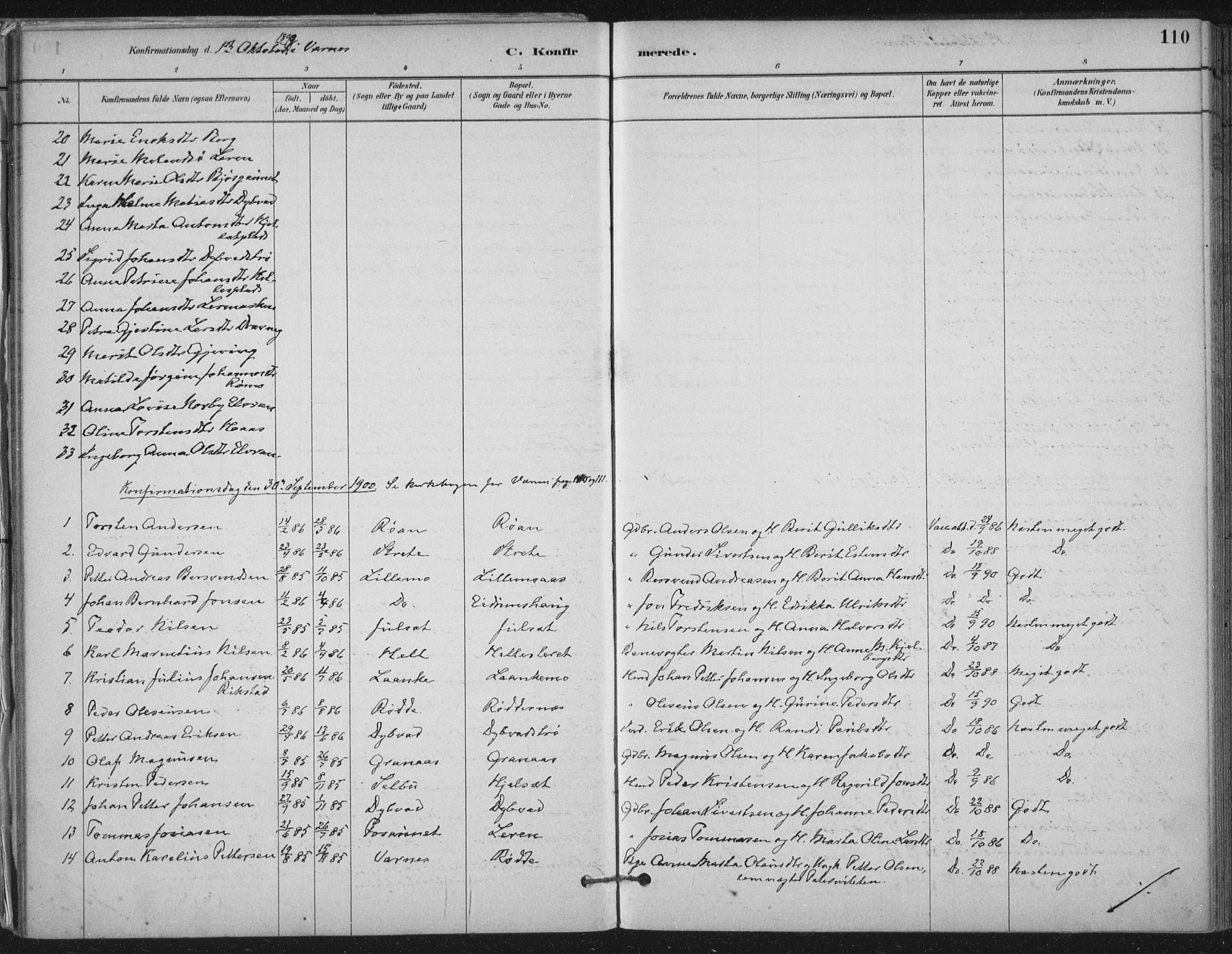 Ministerialprotokoller, klokkerbøker og fødselsregistre - Nord-Trøndelag, SAT/A-1458/710/L0095: Parish register (official) no. 710A01, 1880-1914, p. 110