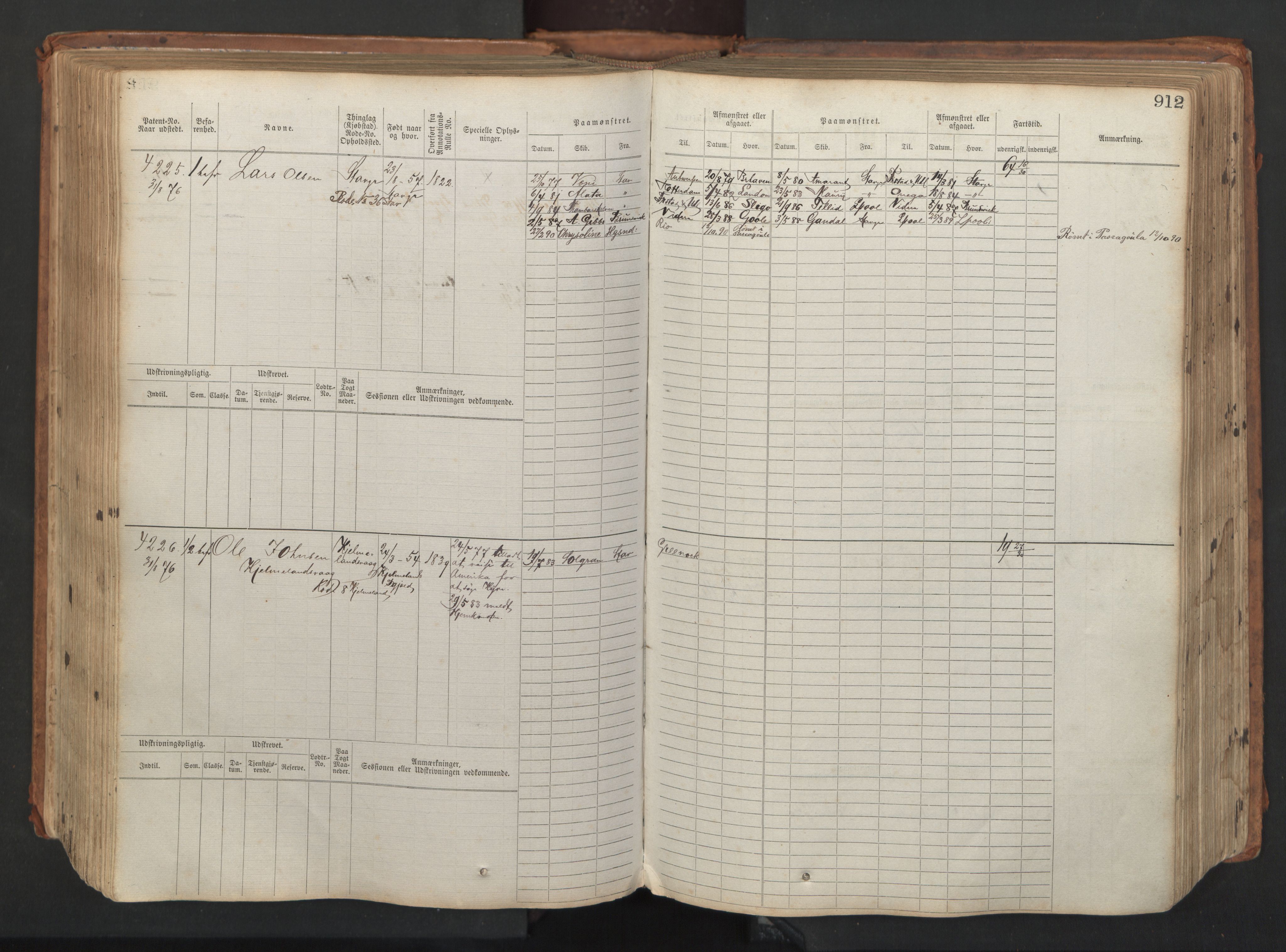 Stavanger sjømannskontor, AV/SAST-A-102006/F/Fb/Fbb/L0008: Sjøfartshovedrulle, patentnr. 3605-4804, 1873, p. 359