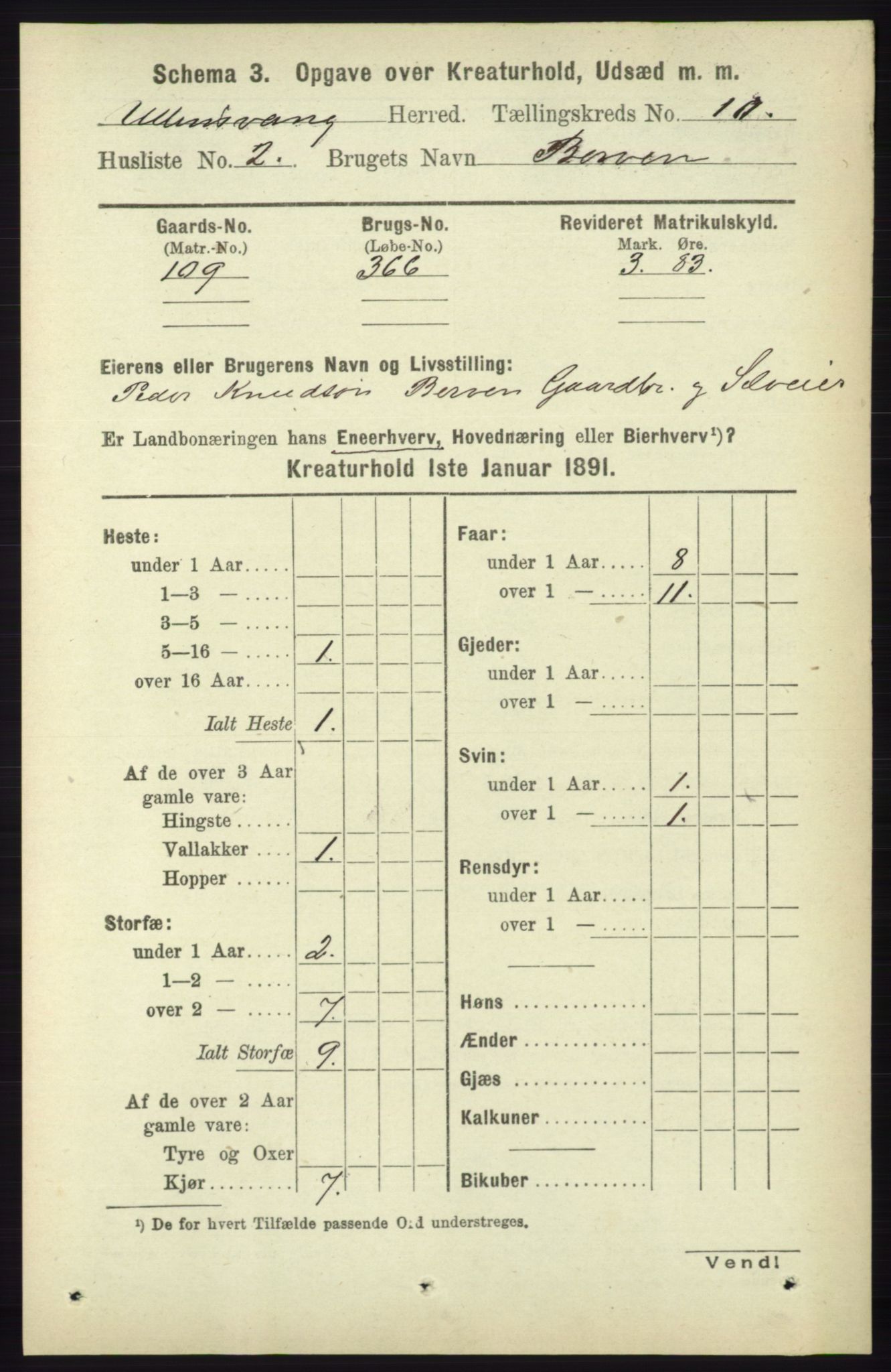 RA, 1891 census for 1230 Ullensvang, 1891, p. 7764