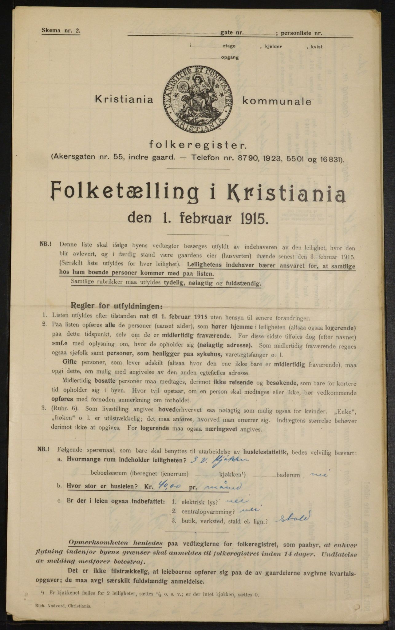 OBA, Municipal Census 1915 for Kristiania, 1915, p. 119127