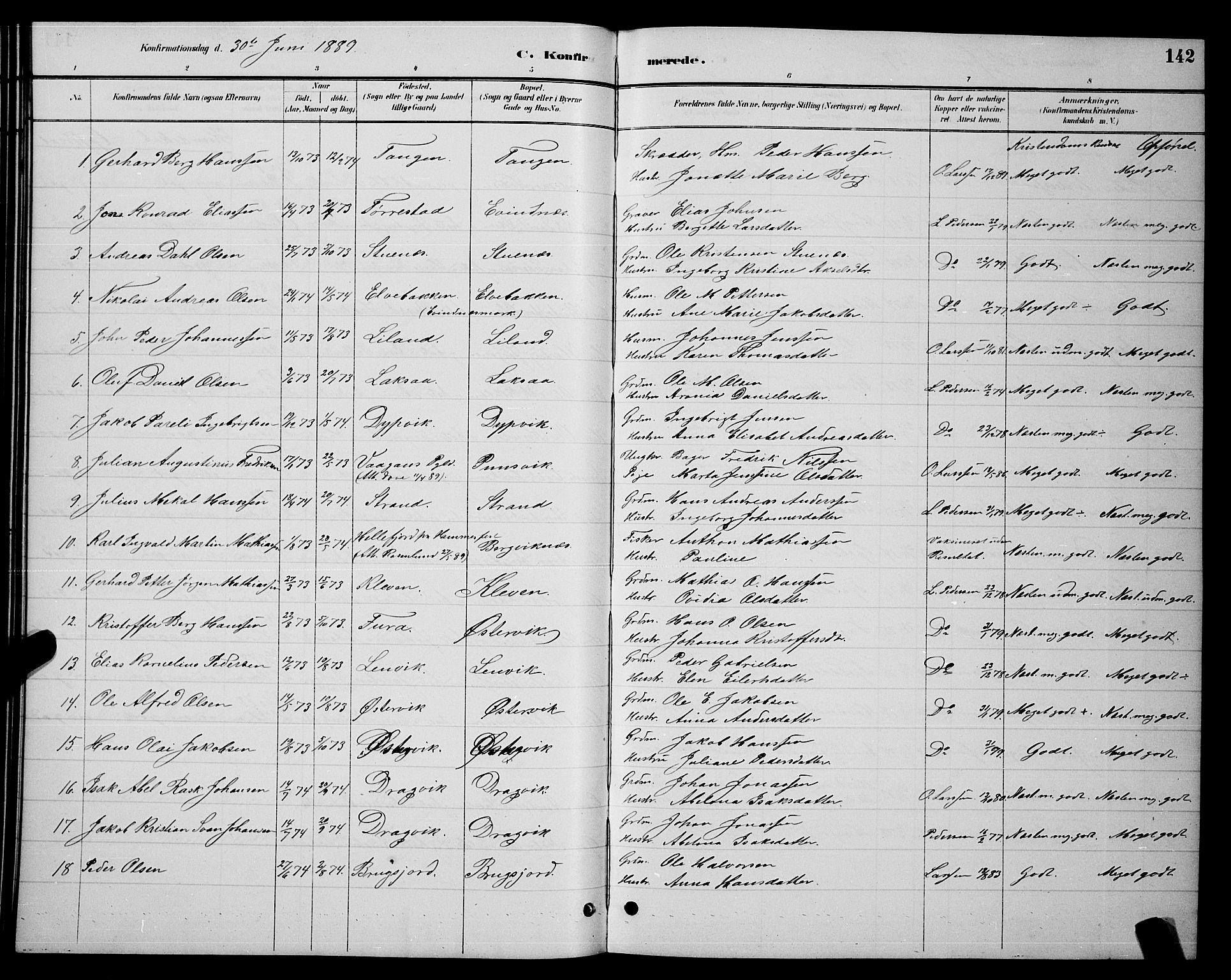 Ministerialprotokoller, klokkerbøker og fødselsregistre - Nordland, AV/SAT-A-1459/863/L0914: Parish register (copy) no. 863C04, 1886-1897, p. 142