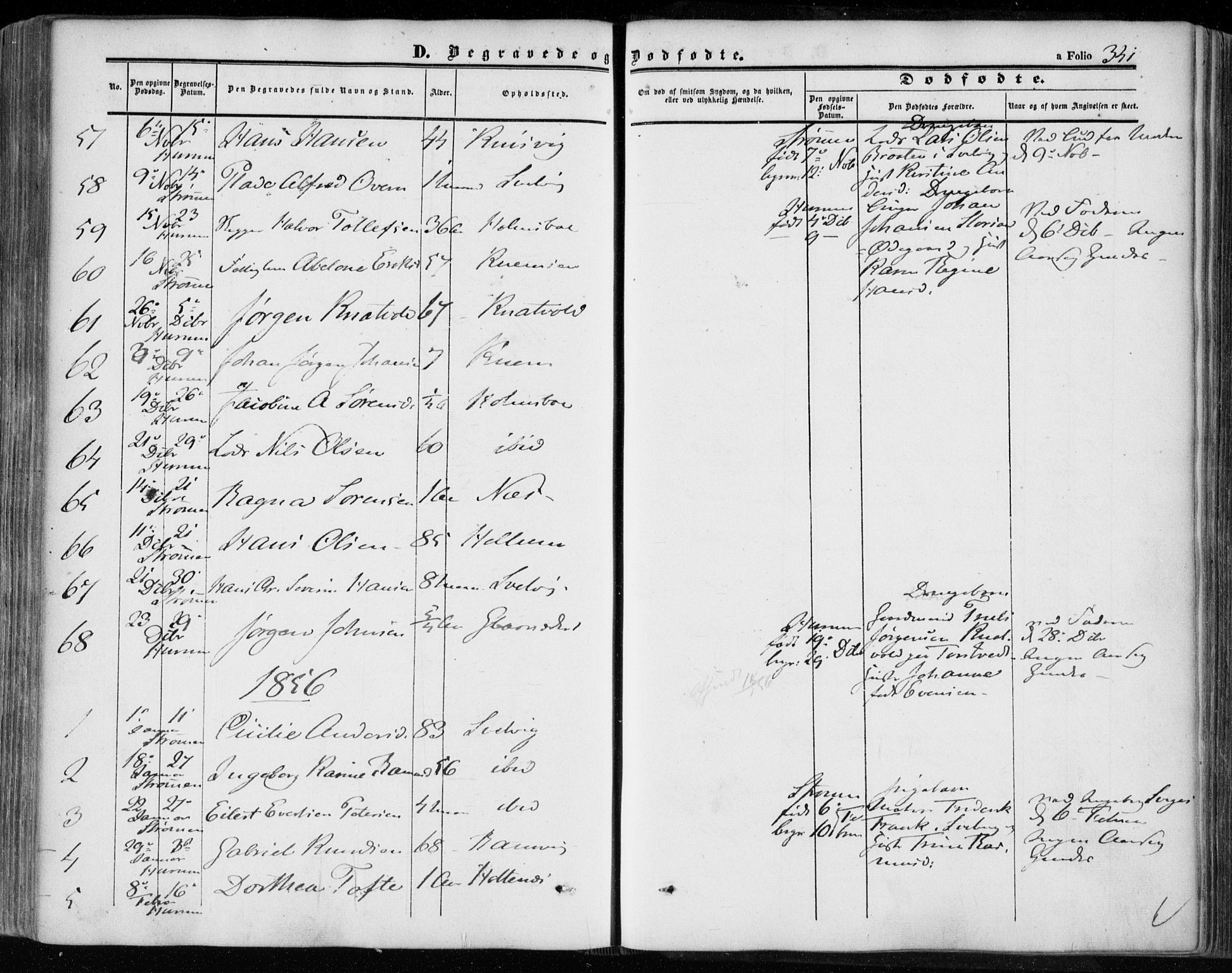 Hurum kirkebøker, AV/SAKO-A-229/F/Fa/L0011: Parish register (official) no. 11, 1847-1860, p. 341