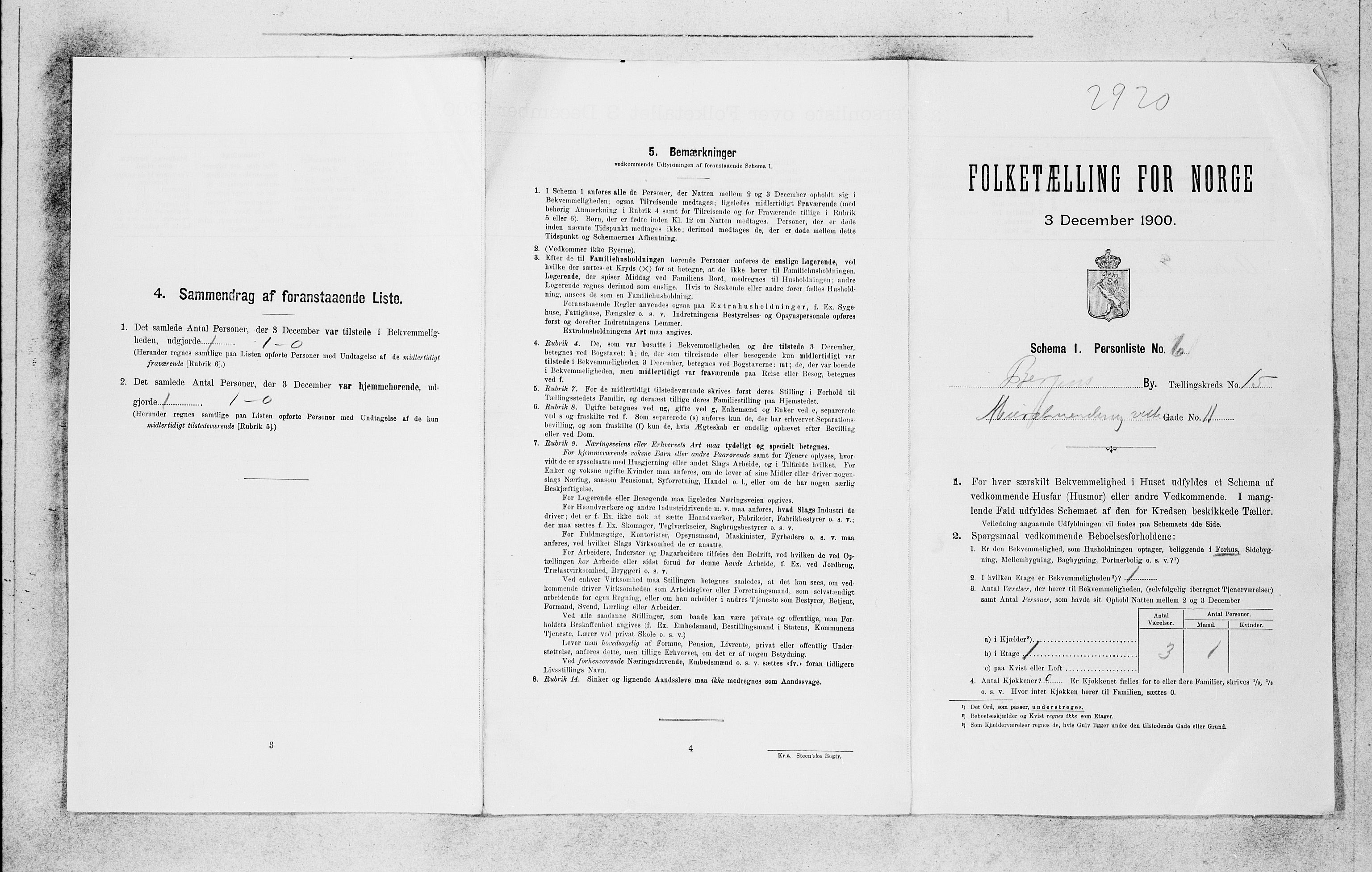 SAB, 1900 census for Bergen, 1900, p. 2932