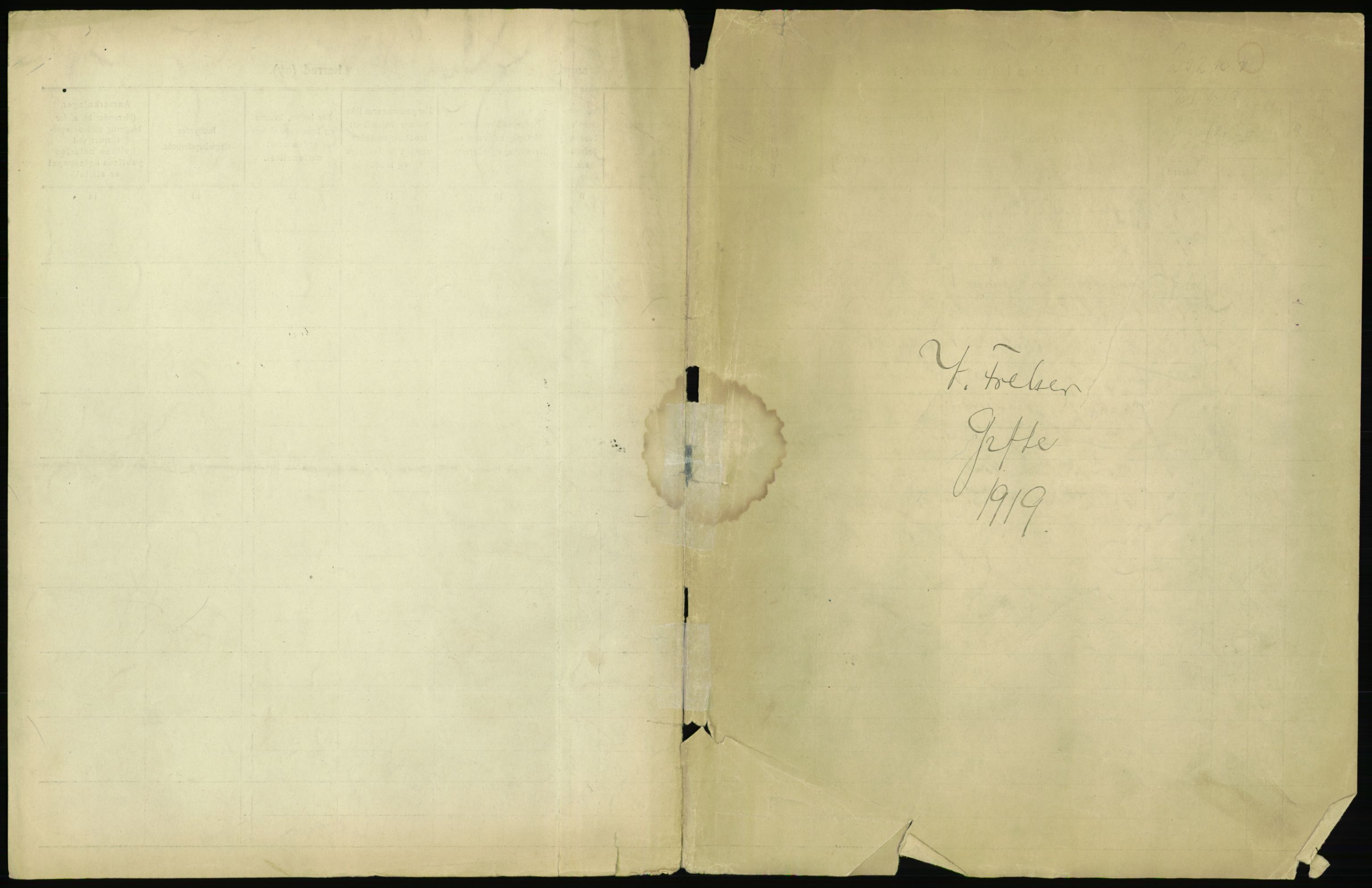 Statistisk sentralbyrå, Sosiodemografiske emner, Befolkning, AV/RA-S-2228/D/Df/Dfb/Dfbi/L0009: Kristiania: Gifte, 1919, p. 1