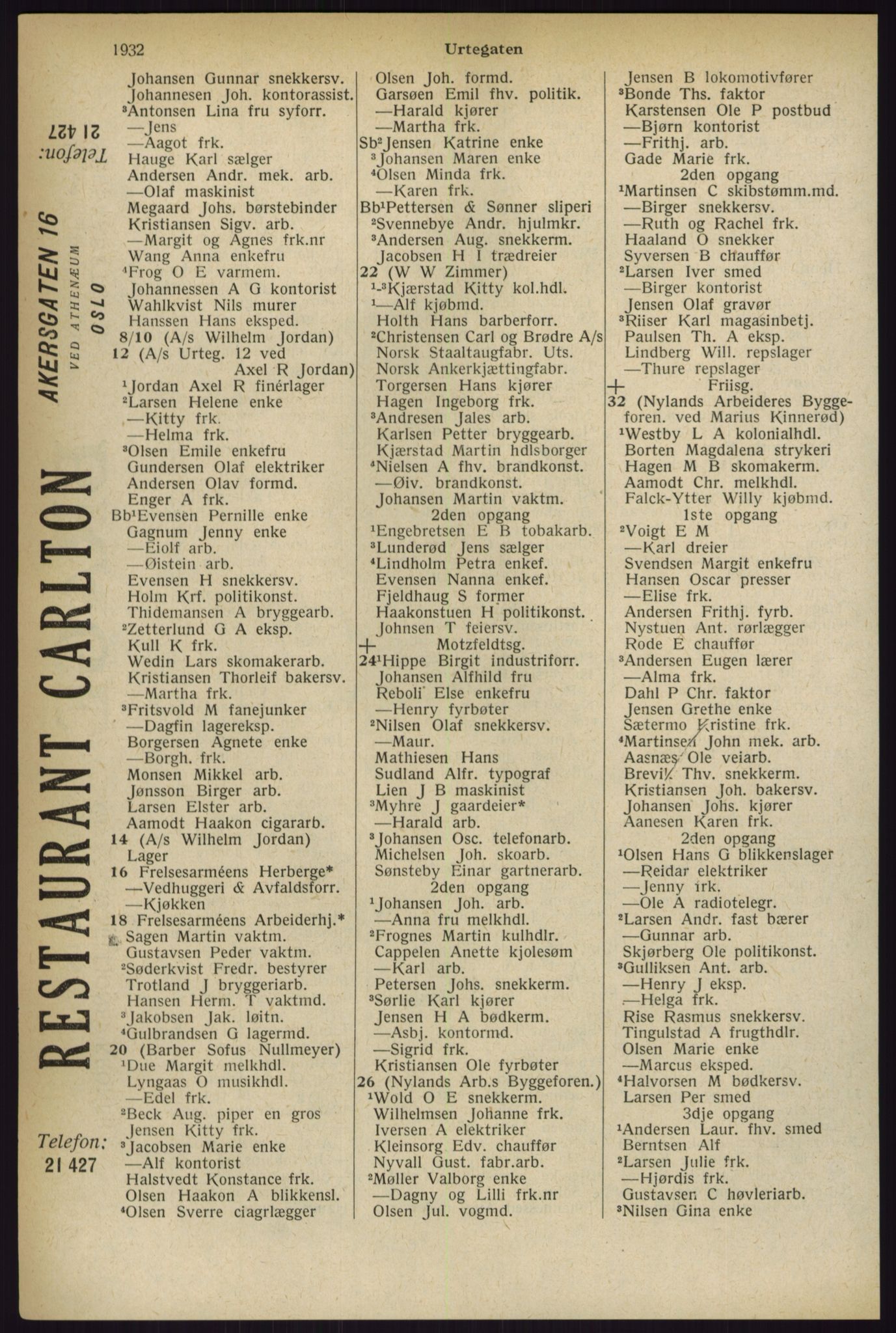 Kristiania/Oslo adressebok, PUBL/-, 1927, p. 1932