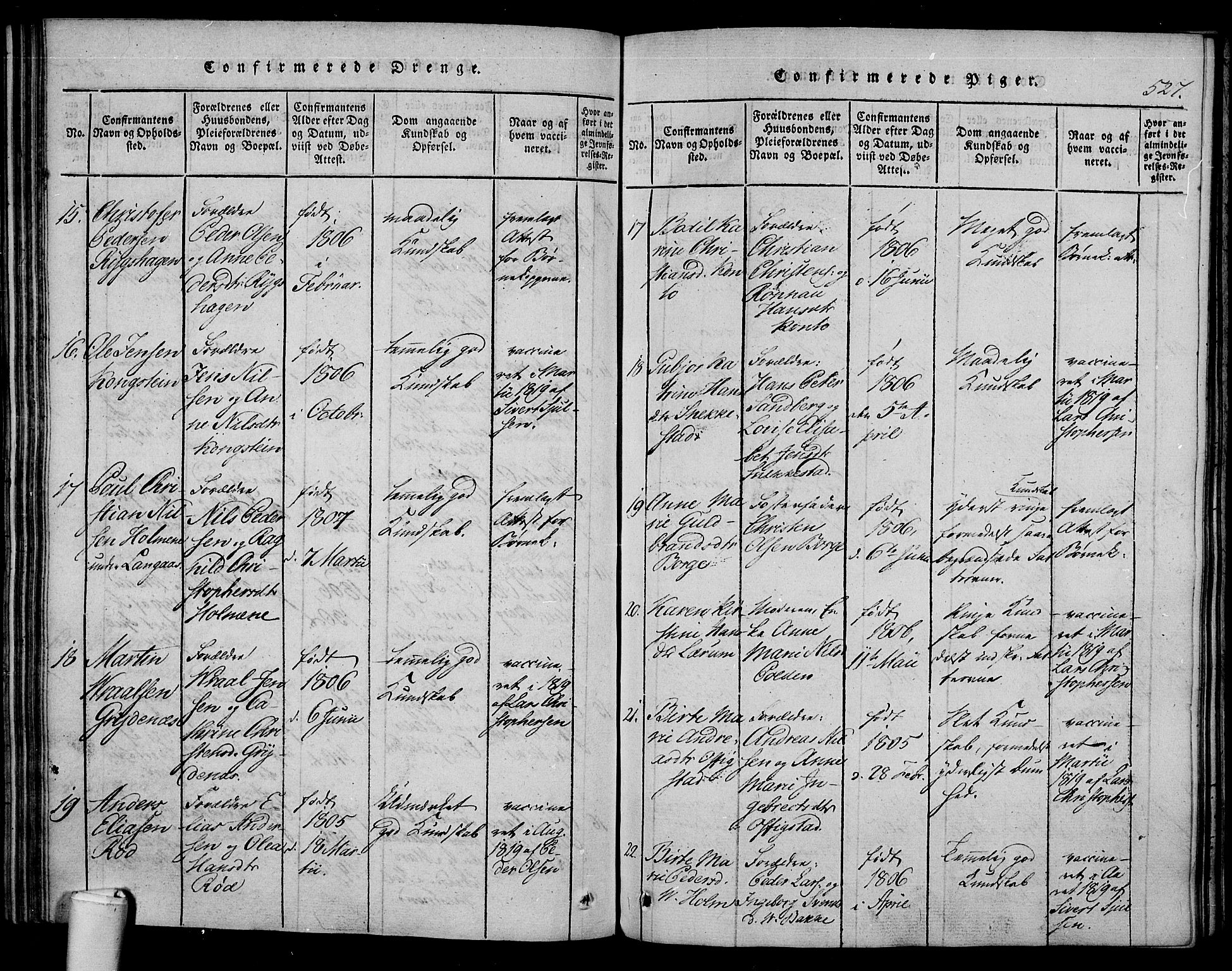 Våle kirkebøker, AV/SAKO-A-334/F/Fa/L0007: Parish register (official) no. I 7, 1814-1824, p. 526-527