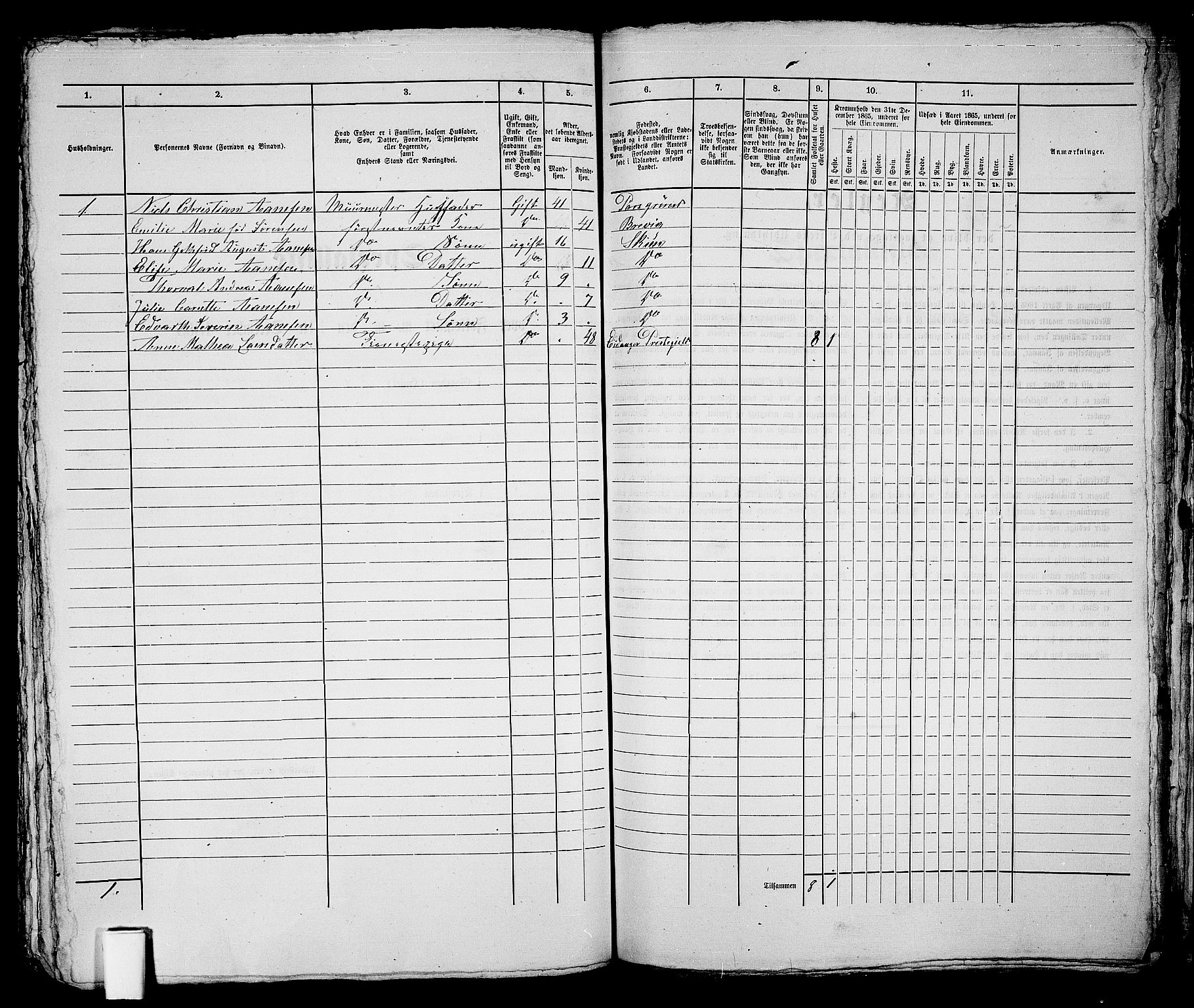 RA, 1865 census for Skien, 1865, p. 337