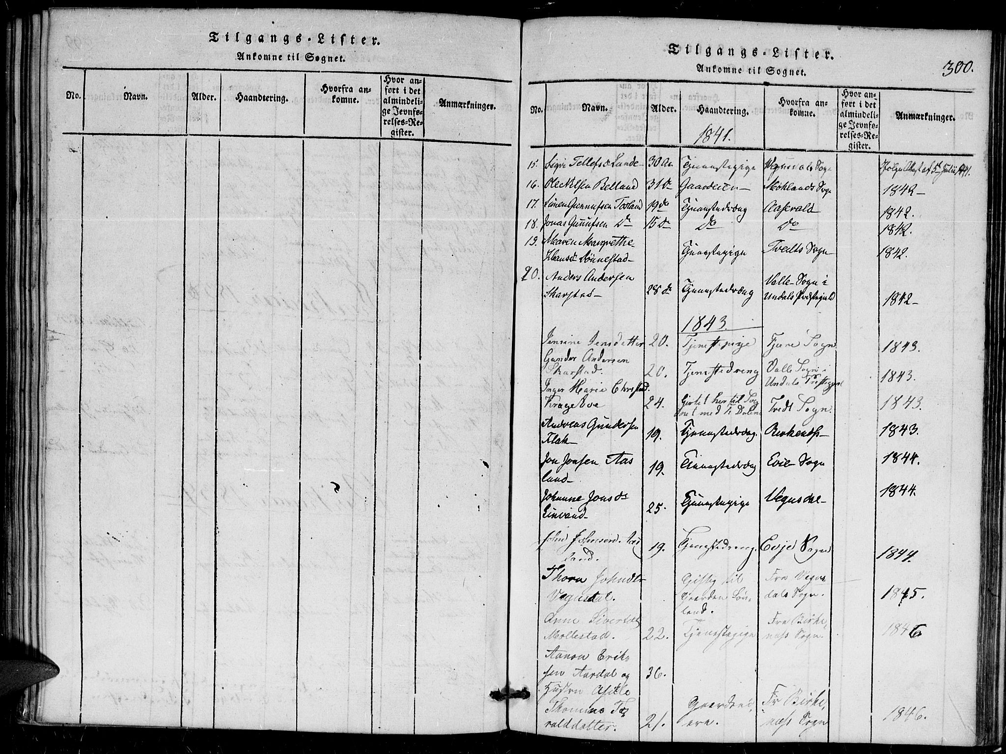 Herefoss sokneprestkontor, AV/SAK-1111-0019/F/Fa/Faa/L0001: Parish register (official) no. A 1, 1816-1860, p. 300