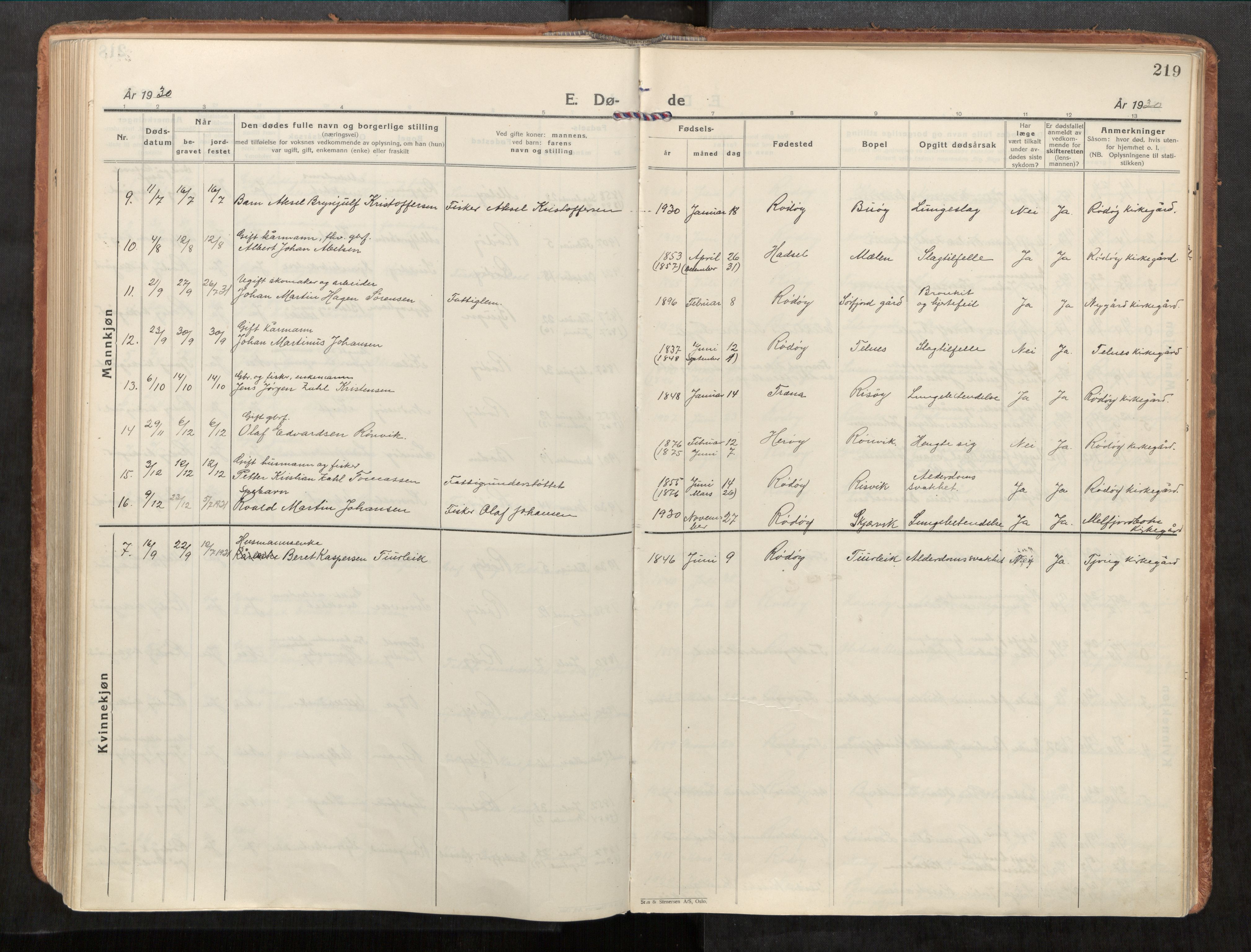 Rødøy sokneprestkontor, AV/SAT-A-4397/2/H/Ha/Haa/L0001: Parish register (official) no. 1, 1926-1941, p. 219