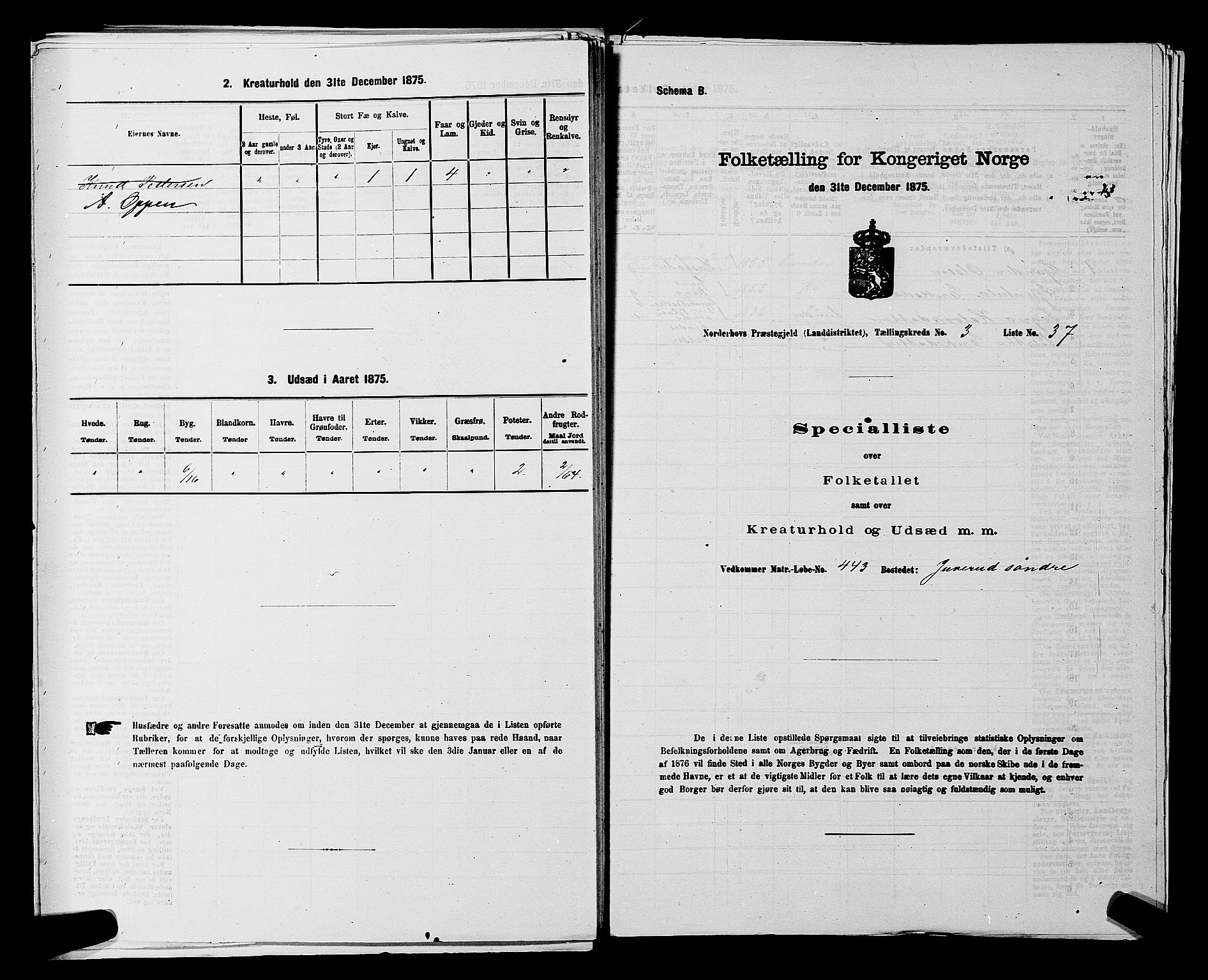 SAKO, 1875 census for 0613L Norderhov/Norderhov, Haug og Lunder, 1875, p. 2619