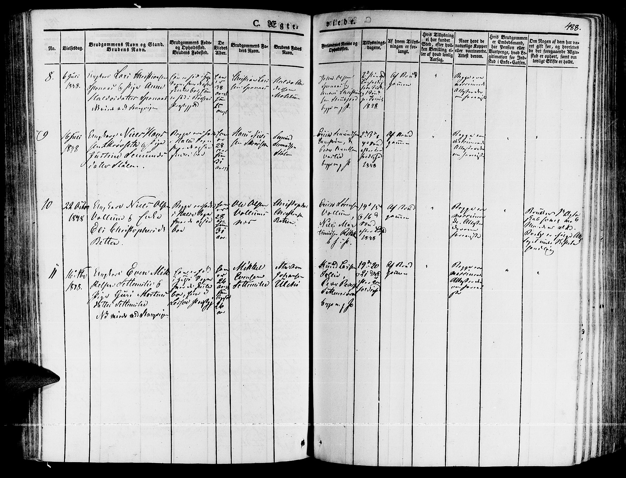 Ministerialprotokoller, klokkerbøker og fødselsregistre - Møre og Romsdal, AV/SAT-A-1454/592/L1025: Parish register (official) no. 592A03 /2, 1831-1849, p. 488