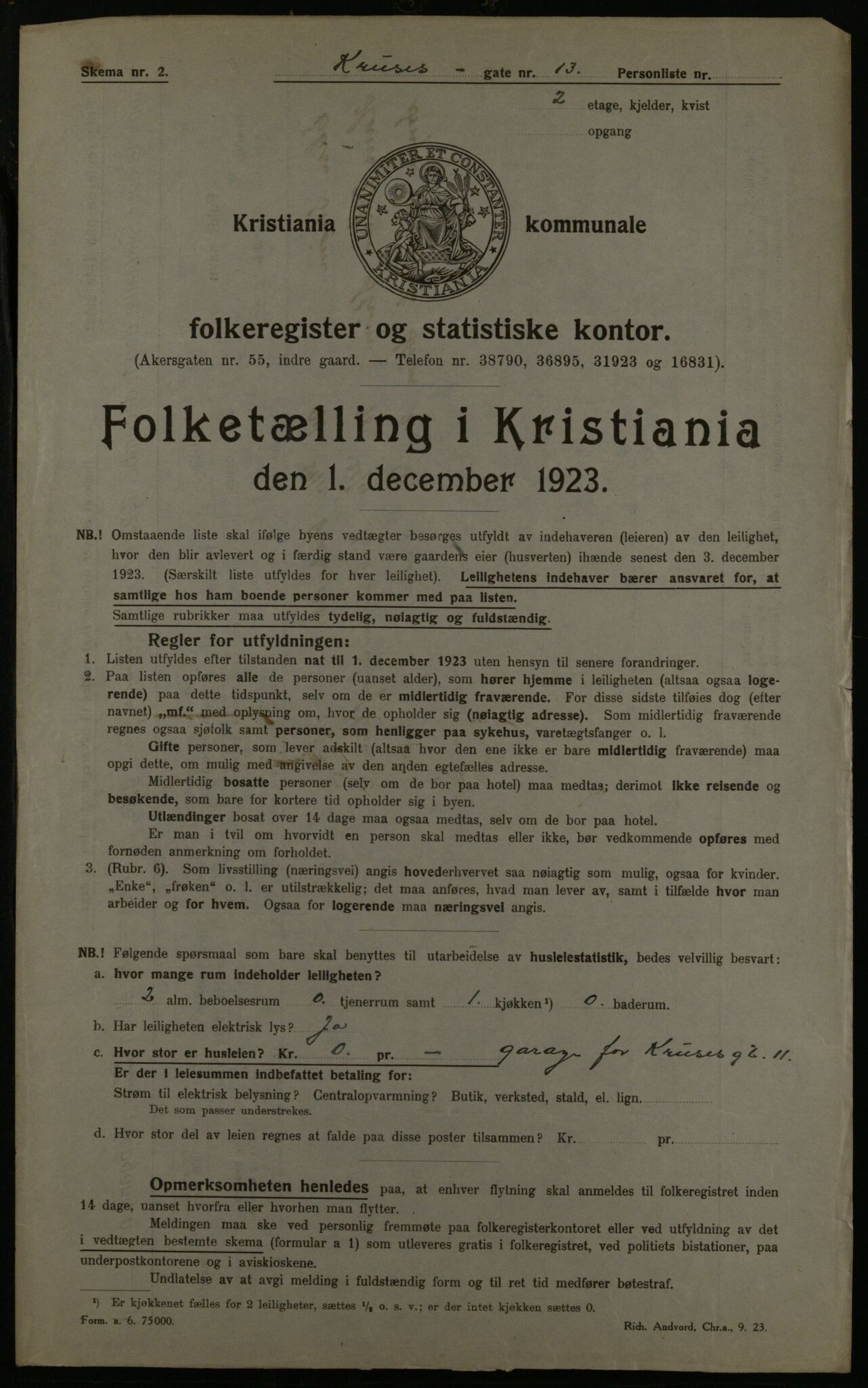 OBA, Municipal Census 1923 for Kristiania, 1923, p. 61572