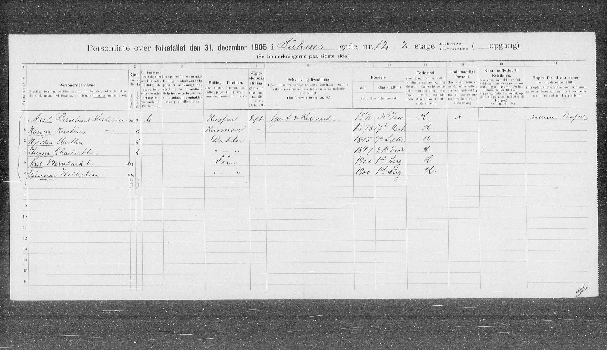 OBA, Municipal Census 1905 for Kristiania, 1905, p. 54770