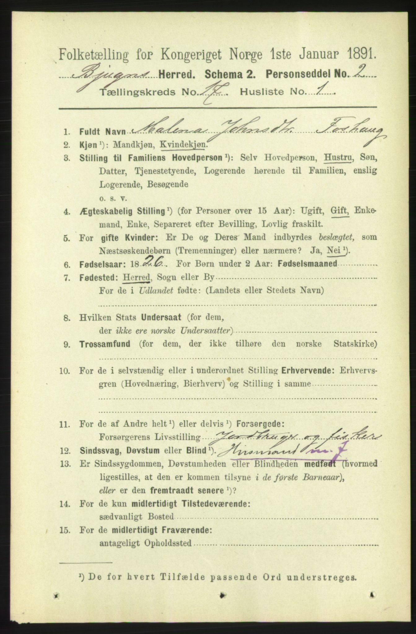 RA, 1891 census for 1627 Bjugn, 1891, p. 4699