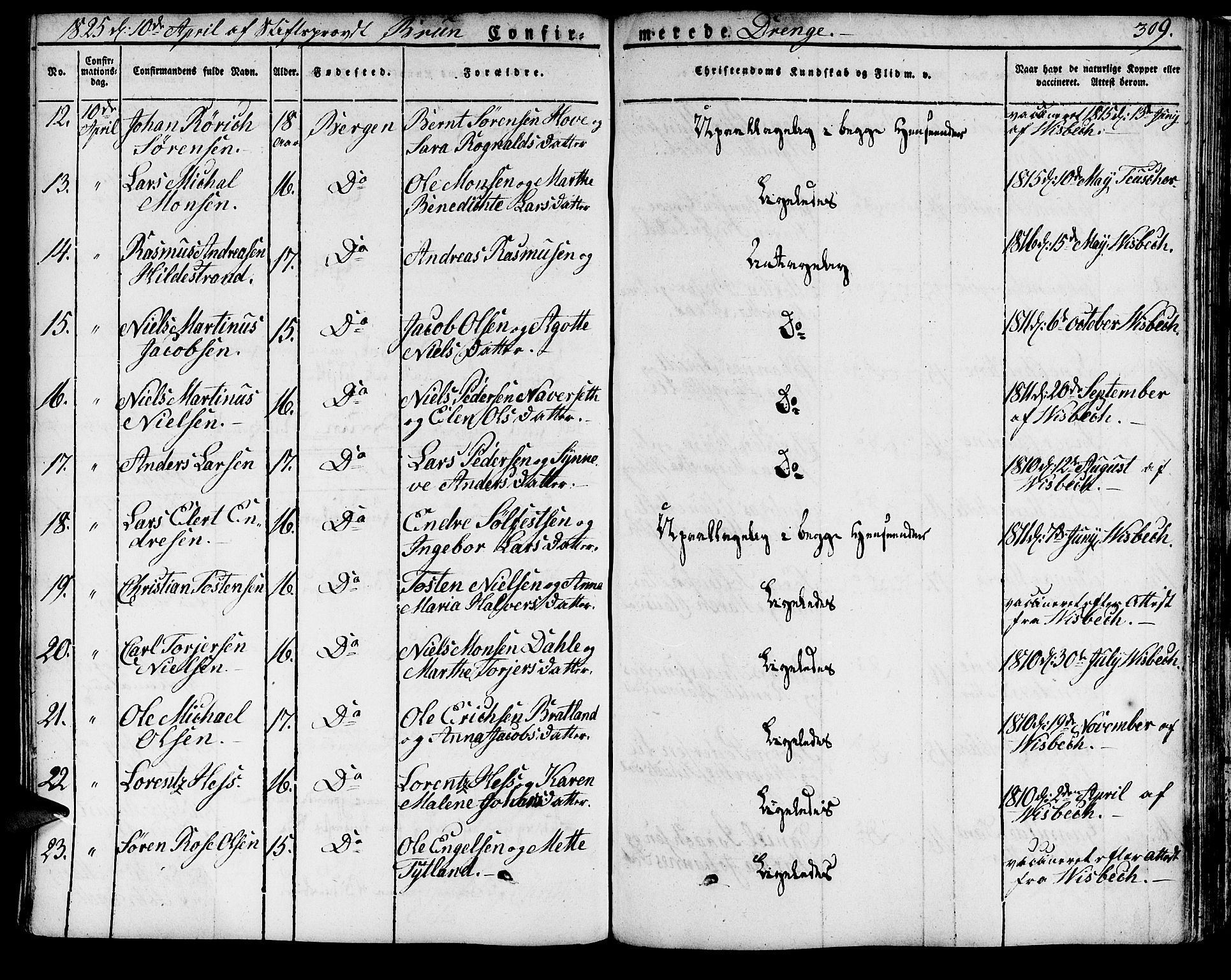 Domkirken sokneprestembete, AV/SAB-A-74801/H/Haa/L0012: Parish register (official) no. A 12, 1821-1840, p. 309