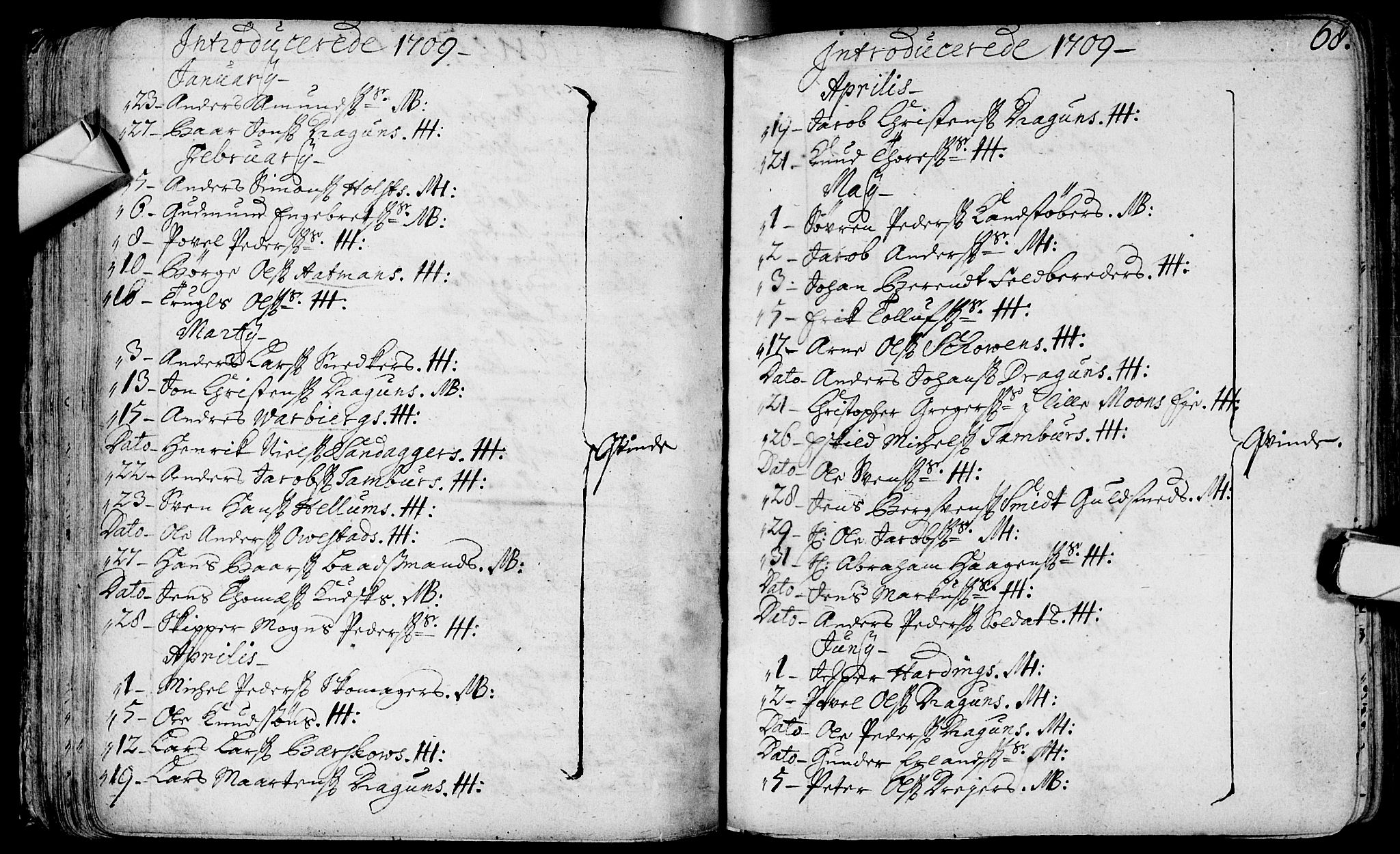 Bragernes kirkebøker, AV/SAKO-A-6/F/Fa/L0003: Parish register (official) no. I 3, 1706-1734, p. 68