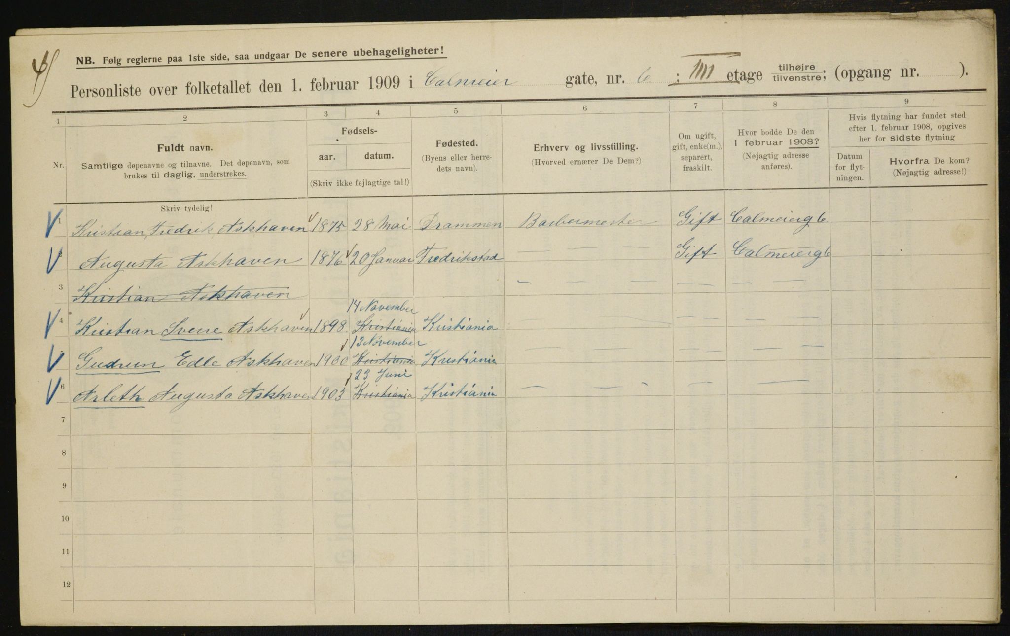 OBA, Municipal Census 1909 for Kristiania, 1909, p. 10233