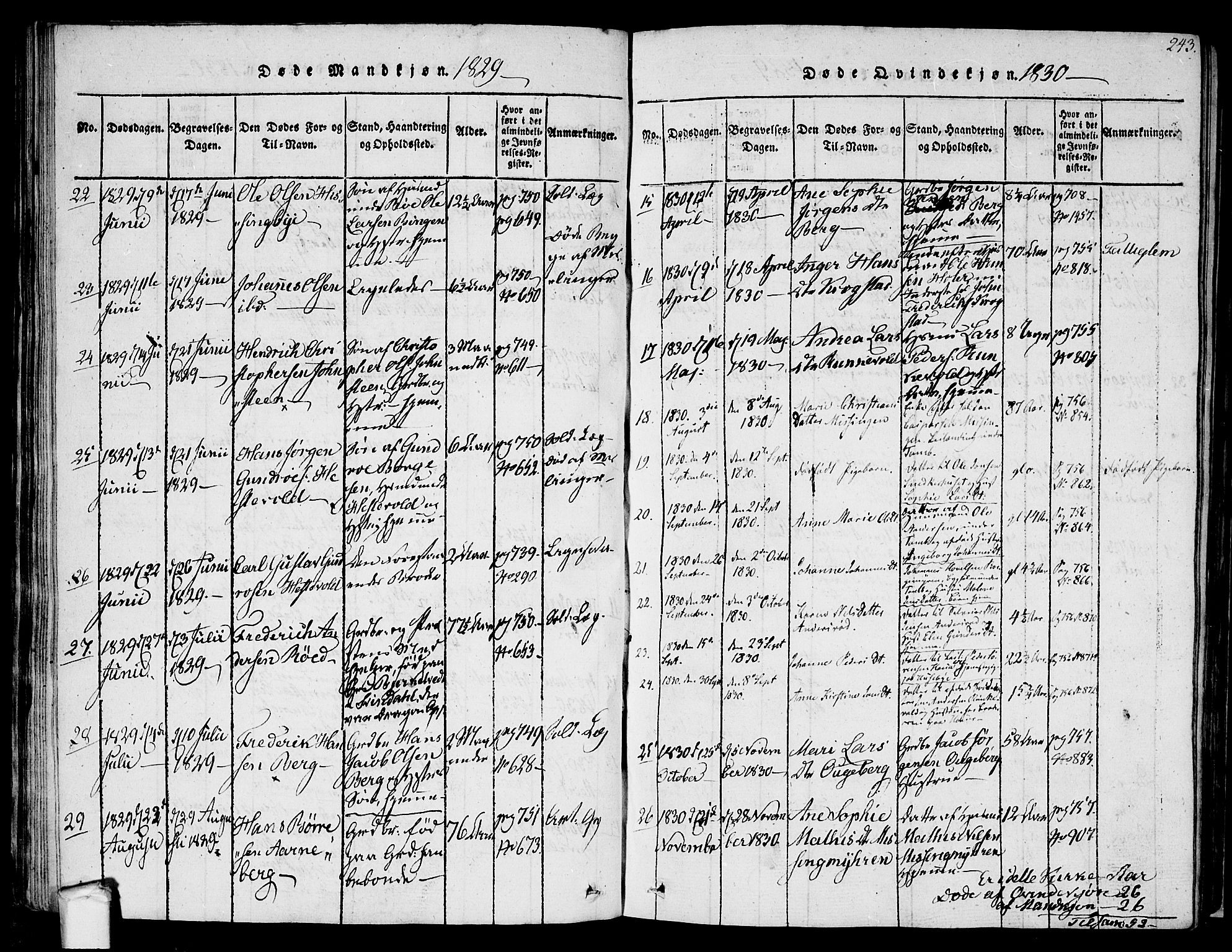 Råde prestekontor kirkebøker, AV/SAO-A-2009/F/Fa/L0004: Parish register (official) no. 4, 1814-1830, p. 242-243